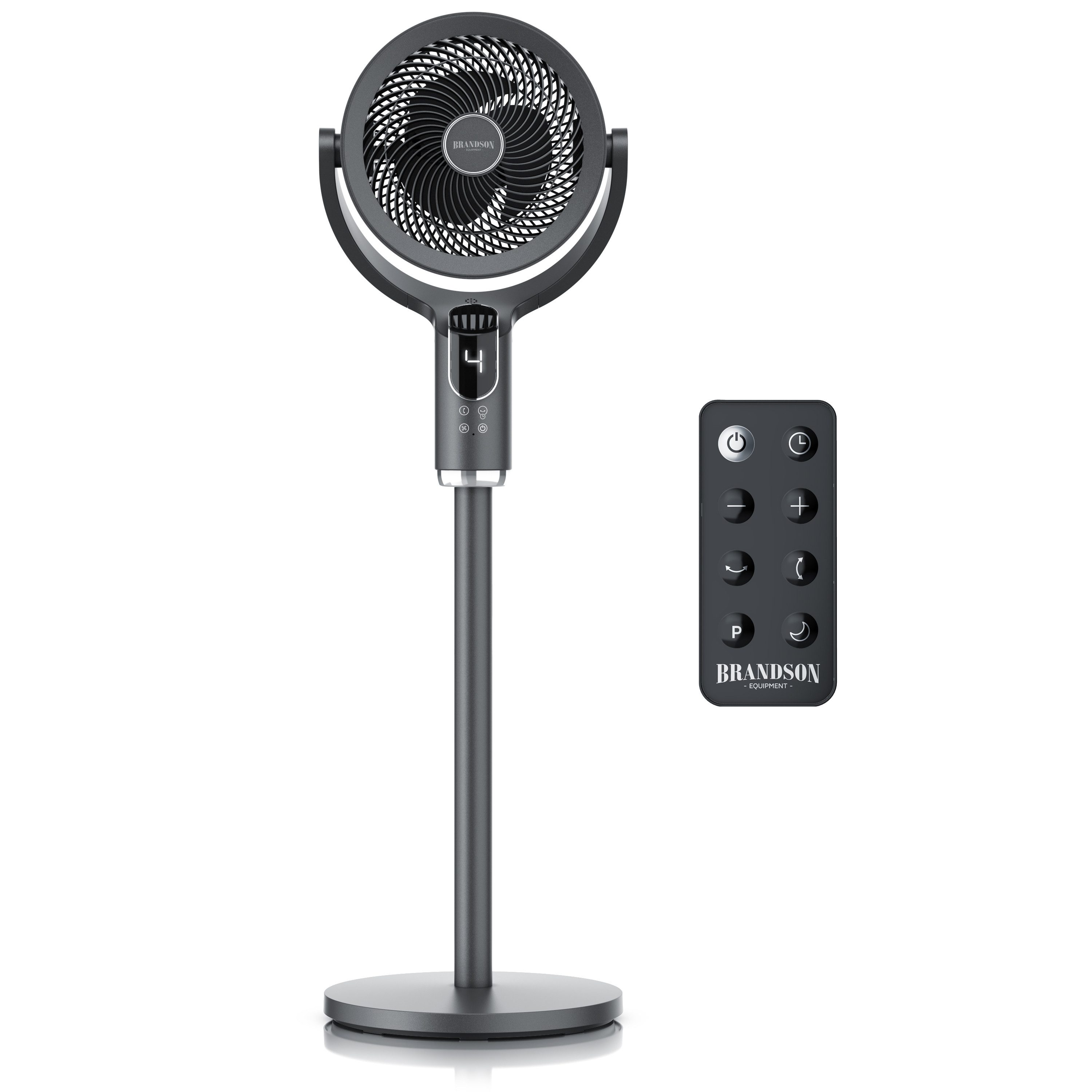 Brandson Standventilator mit Fernbedienung, leise, 3D Oszillation, Höhe variabel 59/84/108 cm, Timer bis 9h, 8+1 Geschwindigkeitsstufen, Nachtmodus, LED-Display