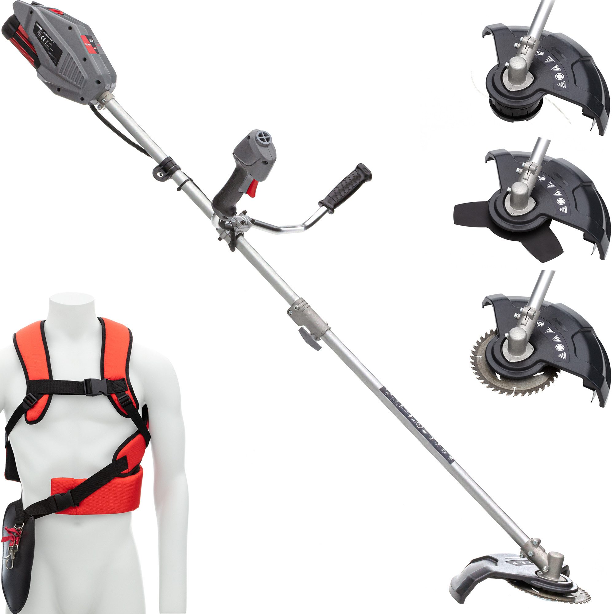 ikra GmbH Akku-Freischneider IB-BC 33, 25,5 cm Arbeitsbreite Messer, 33 cm Arbeitsbreite Faden, ohne Akku & Ladegerät, kompatibel mit BOSCH 36V