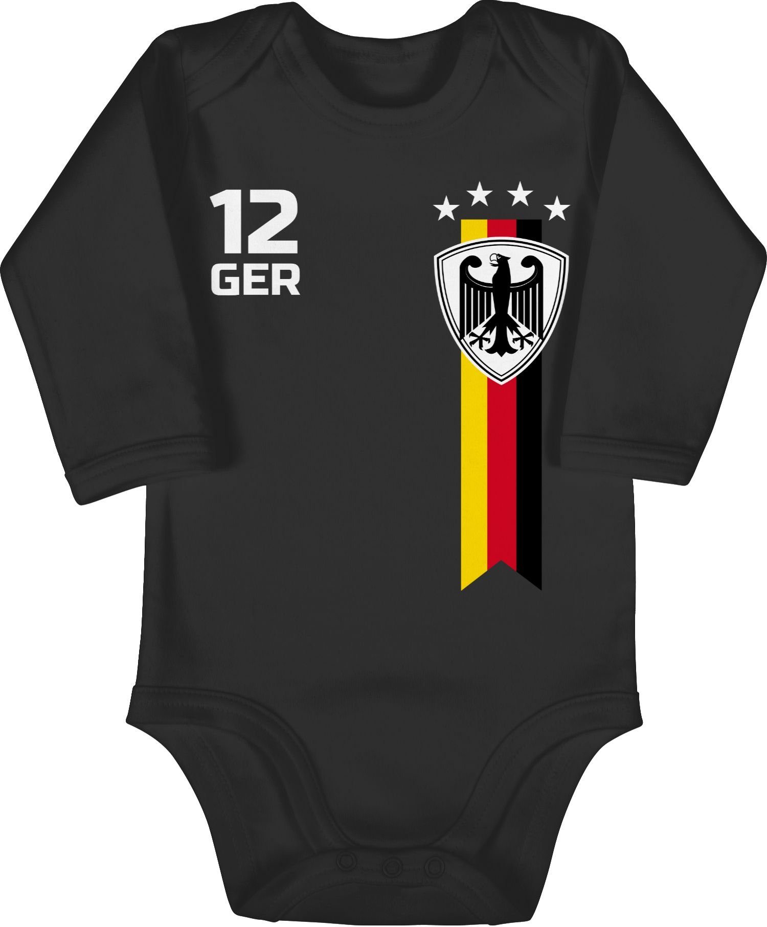 Shirtracer 2024 WM Fussball Schwarz 1 Fan Shirtbody Baby Deutschland EM