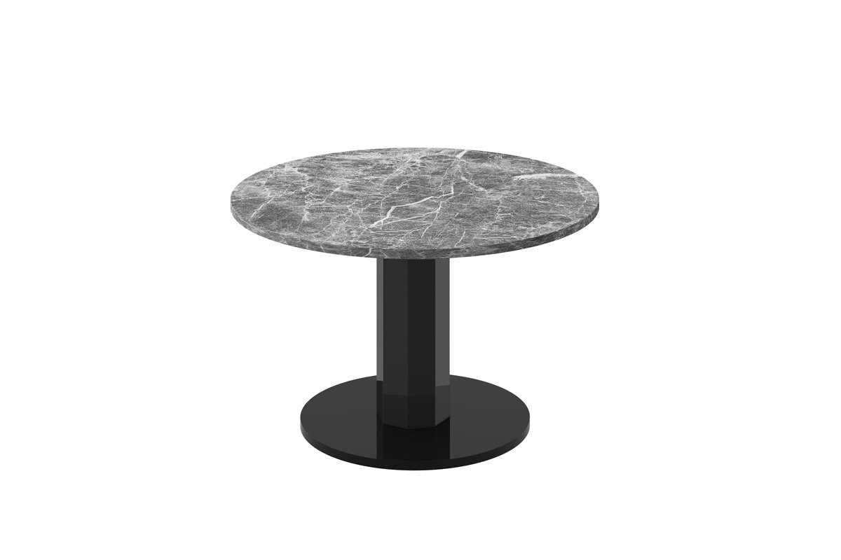 designimpex Couchtisch Design Couchtisch rund HSO-111 80cm Hochglanz Tisch Marmor dunkel / Schwarz Hochglanz