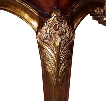 Casa Padrino Beistelltisch Luxus Barock Beistelltisch Dunkelbraun / Antik Gold - Prunkvoller Massivholz Tisch im Barockstil - Barock Möbel