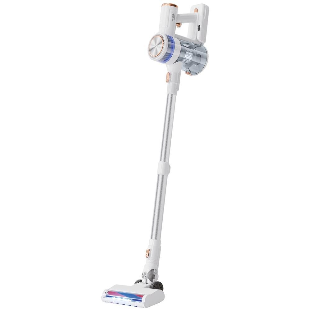 ADLER EUROPE Akku-Hand-und Stielstaubsauger AD 7079 Akku Staubsauger kabellos, 25.000 Pa, LED Dust Scanner Bürste, 300 W, beutellos, HEPA 13 Filter, 50 Min Laufzeit, für Hartboden, Teppich und Haushalt