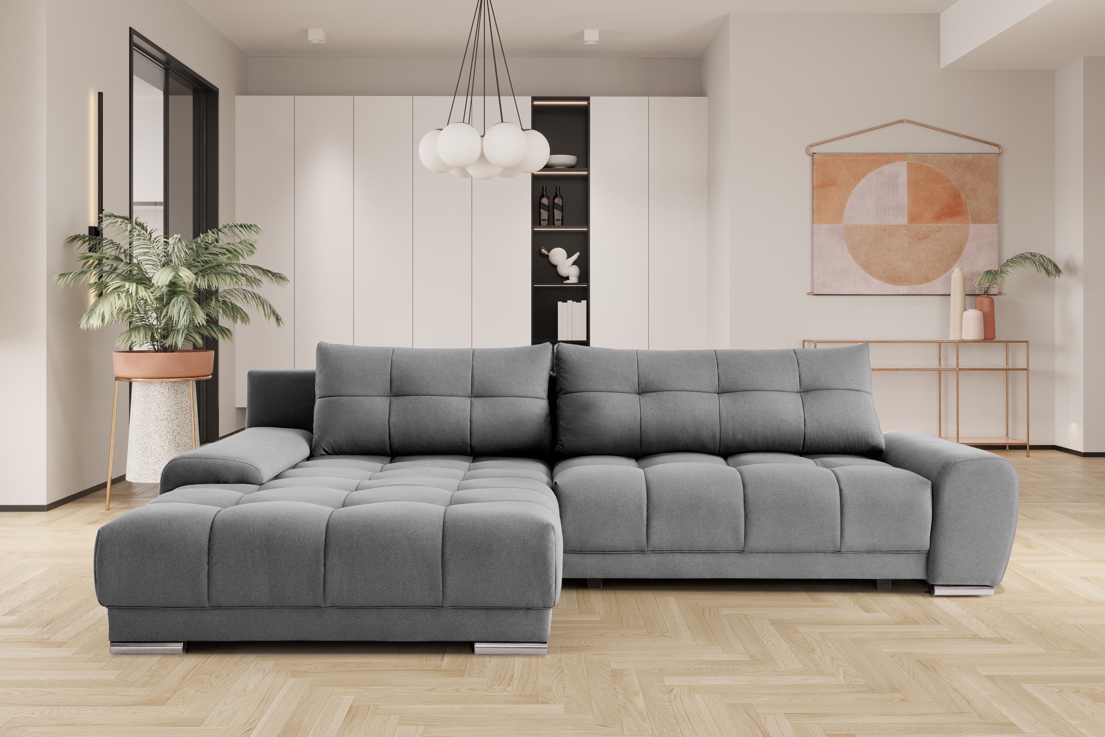 Kaiser Möbel Chaiselongue Ecksofa mit schlaffunktion und bettkasten, Eckcouch WAVE, mit Relaxfunktion, made in Europe, mit Bettfunktion und Staukasten