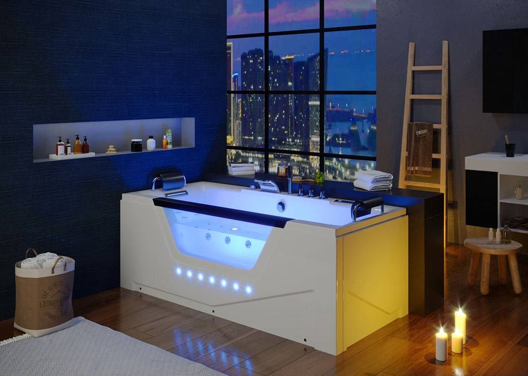 Duwilux Whirlpool-Badewanne Whirlpool 1 Pers 180x80 Dallas Badewanne (Bullauge) Whirlwanne, Dickes Сантехникаacryl