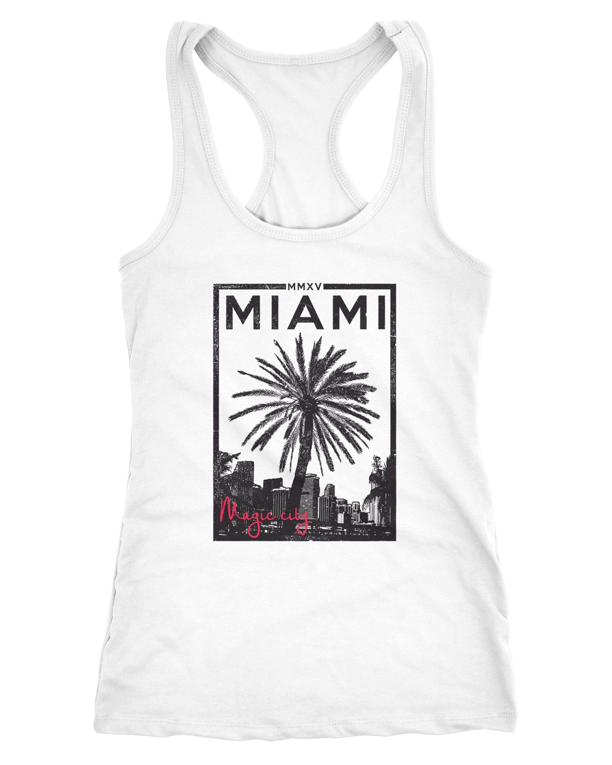 Neverless Tanktop Damen Tanktop Tank Top Miami Beach Sunset Palmen Racerback