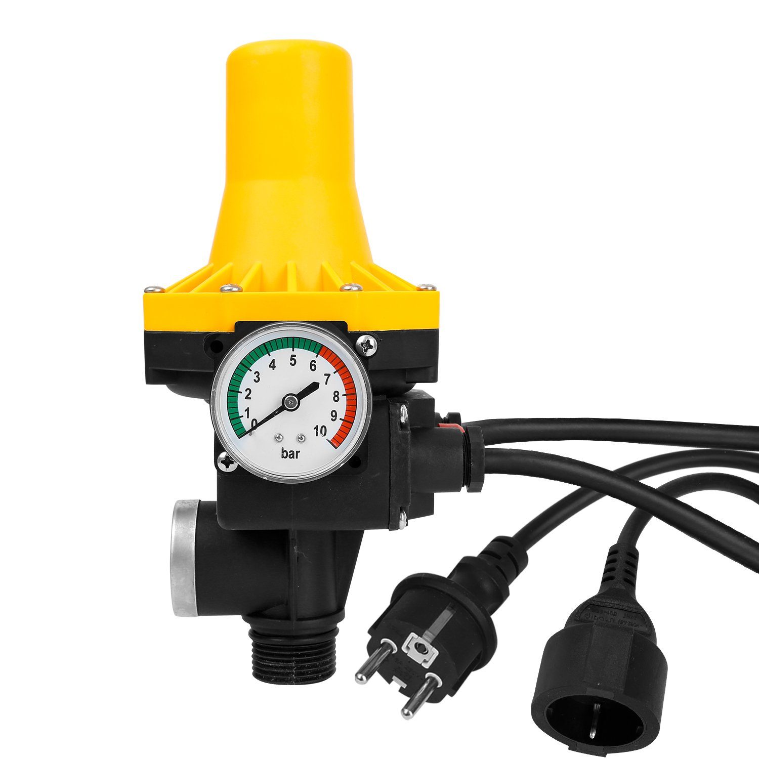 Clanmacy Wasserpumpe Pumpensteuerung Druckschalter mit Kabel Automatik Gelb