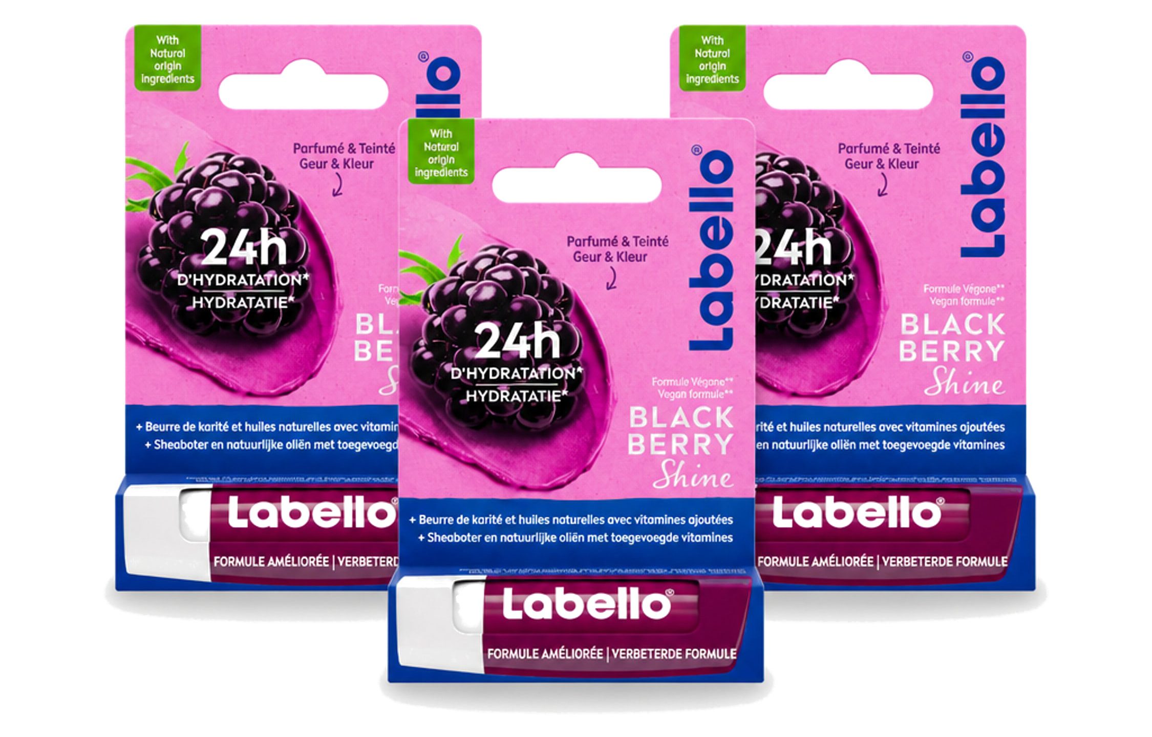 Labello Lippenbalsam Blackberry Shine Lippenbalsem 5,5 ml - Vorteilspackung - 3 Stücke, 3-tlg.