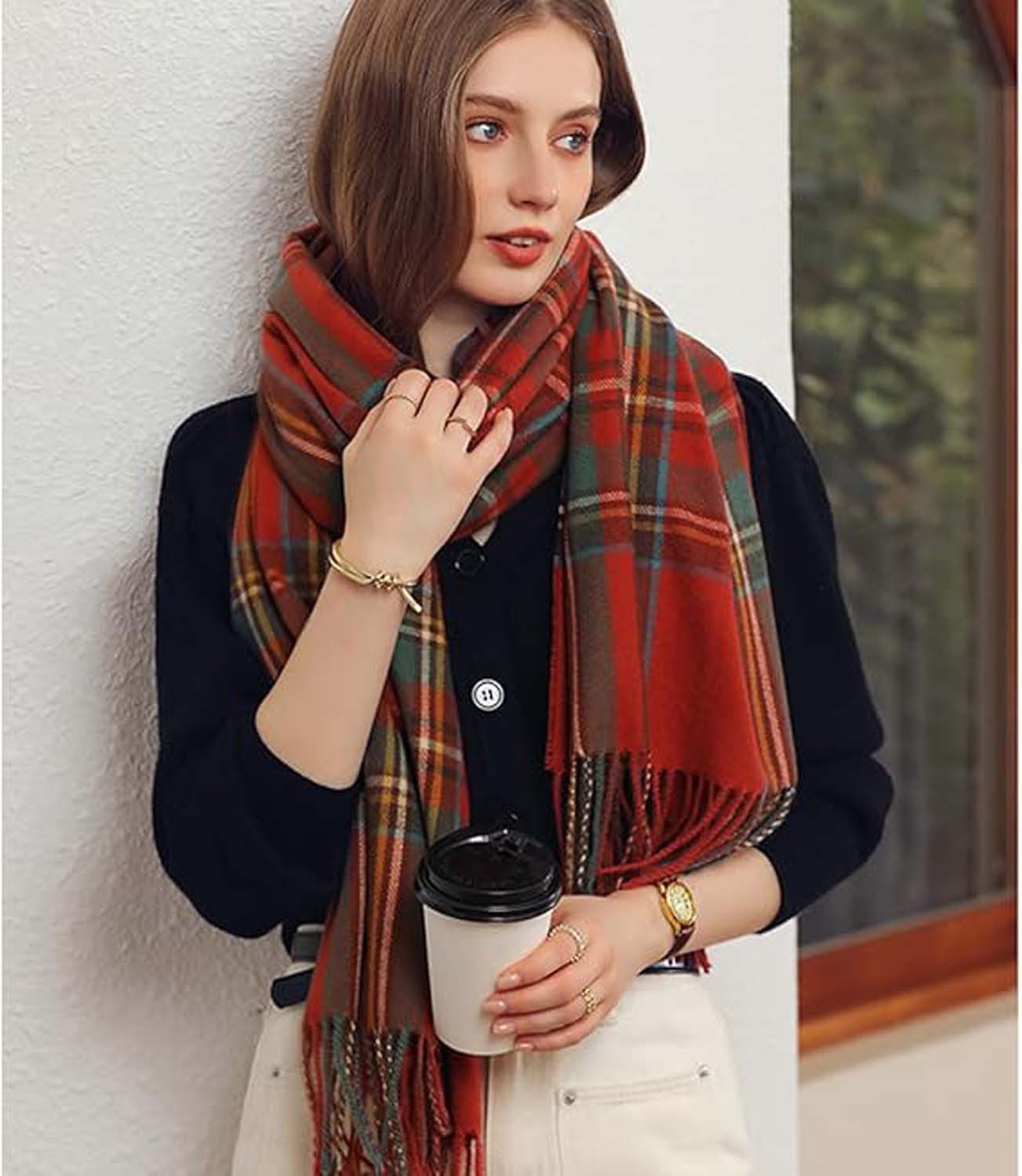 Bextsrack Wollschal Damen Schal,kuschelweich Karo,Winter Schal Poncho Quali günstig online kaufen