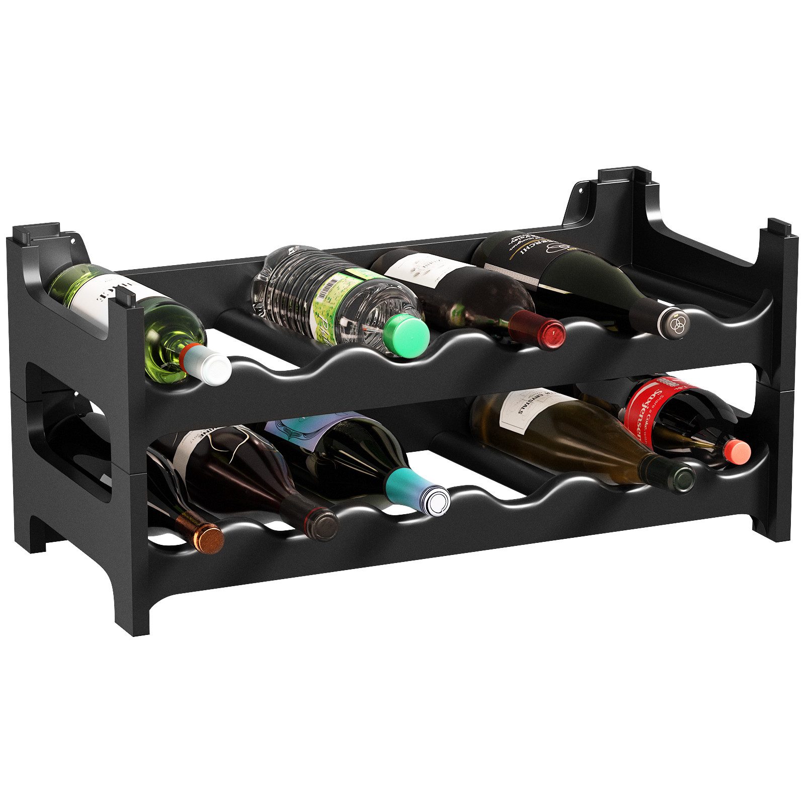 ARTECSIS Weinregal Stapelbar, Flaschenregal Kunststoff, Gastronomie-Qualität, Schwarz Verschiedene Mengensets, Made In Austria