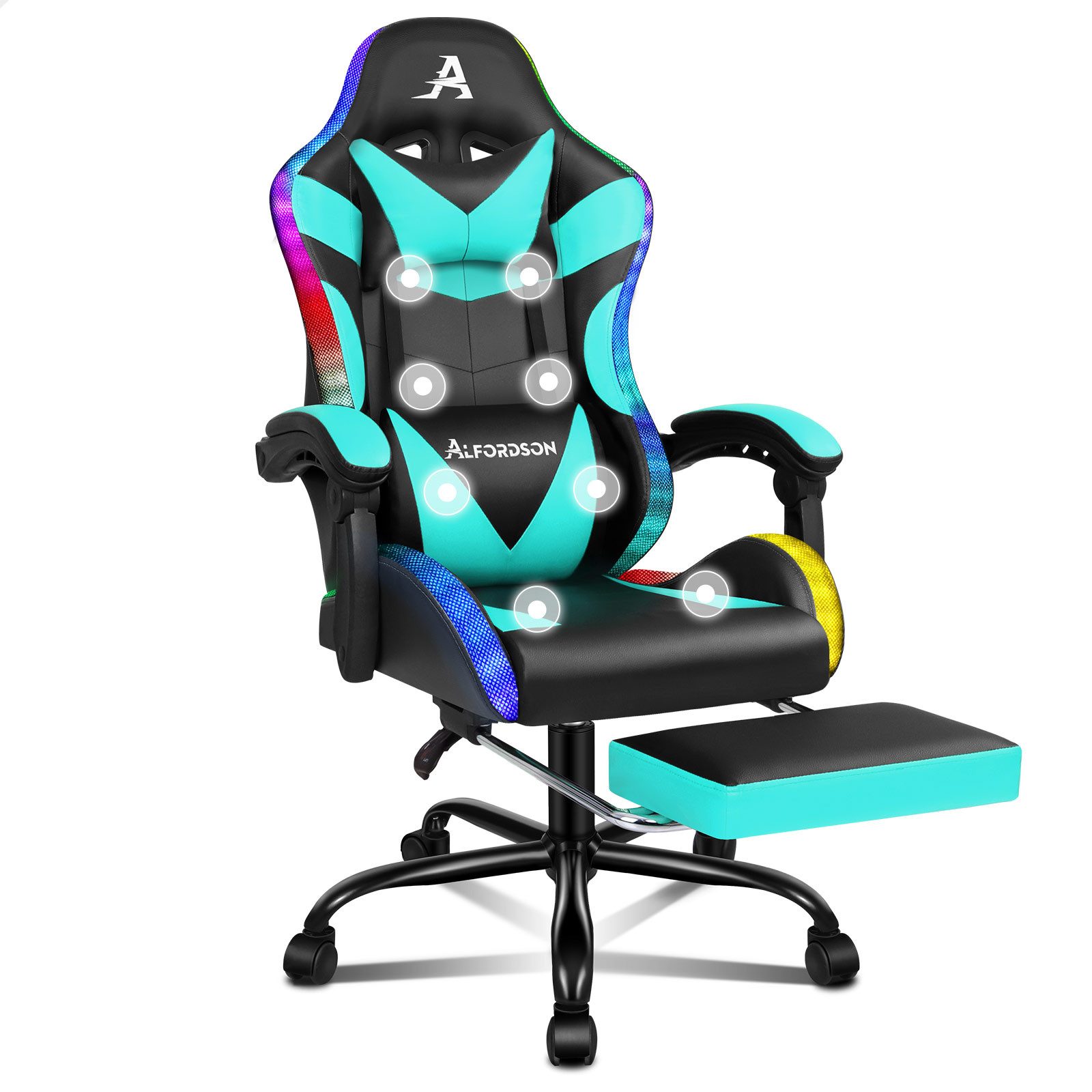 ALFORDSON Gaming-Stuhl Massagestuhl mit LED, ergonomischer Schreibtischstuh günstig online kaufen
