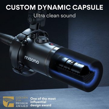Maono Streaming-Mikrofon, Dynamisches mikrofon metallmikrofon stummschaltung verstärkungsknopf