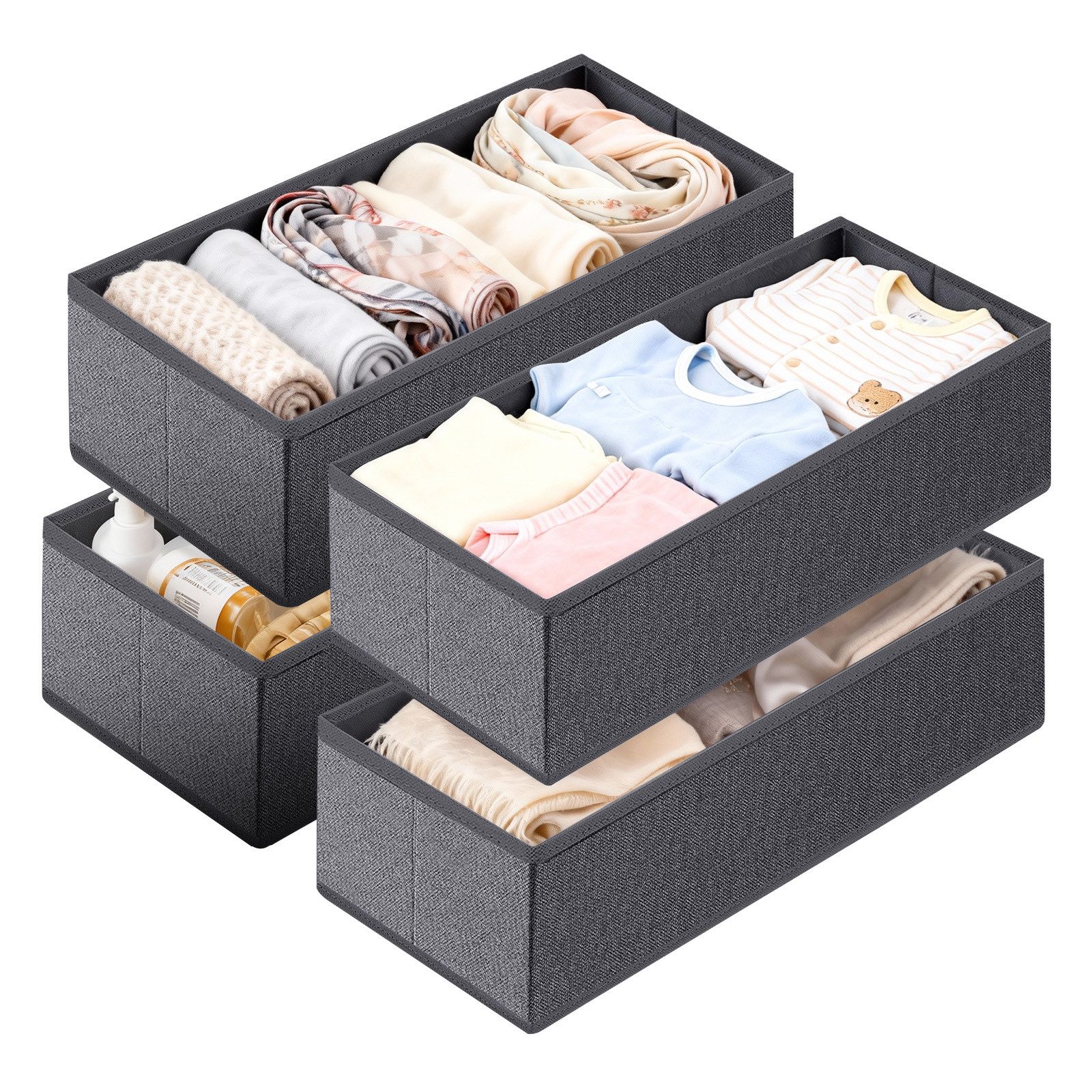 Sekey Aufbewahrungsbox Aufbewahrungsbox Set aus Vliesstoff – faltbarer, 4 St Schubladen Organizer für Schrank und Kleiderschrank 19×40×11 cm