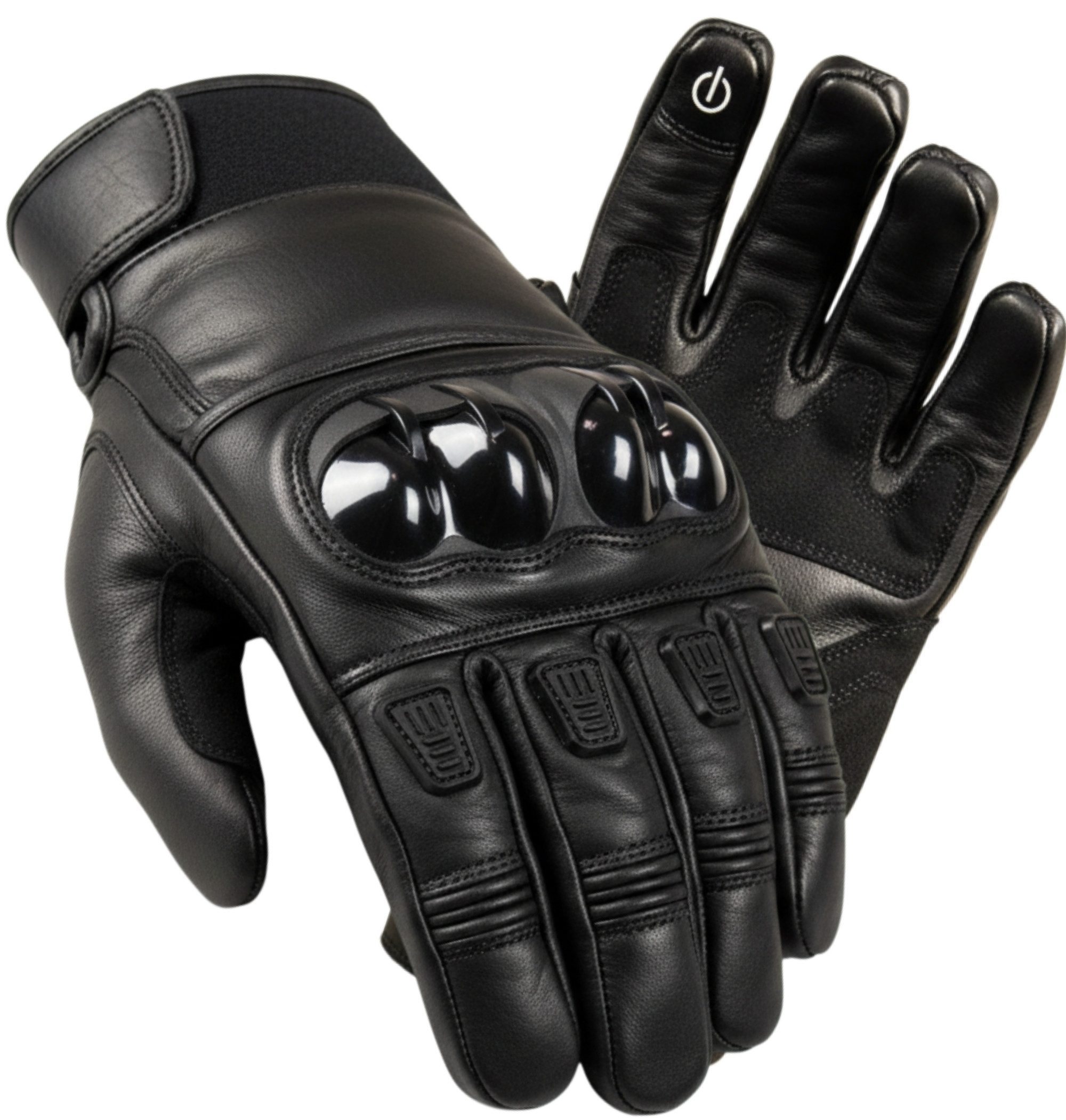 Motorradhandschuhe Motorradhandschuhe Leder Herren Hartschale Touch rutschfest