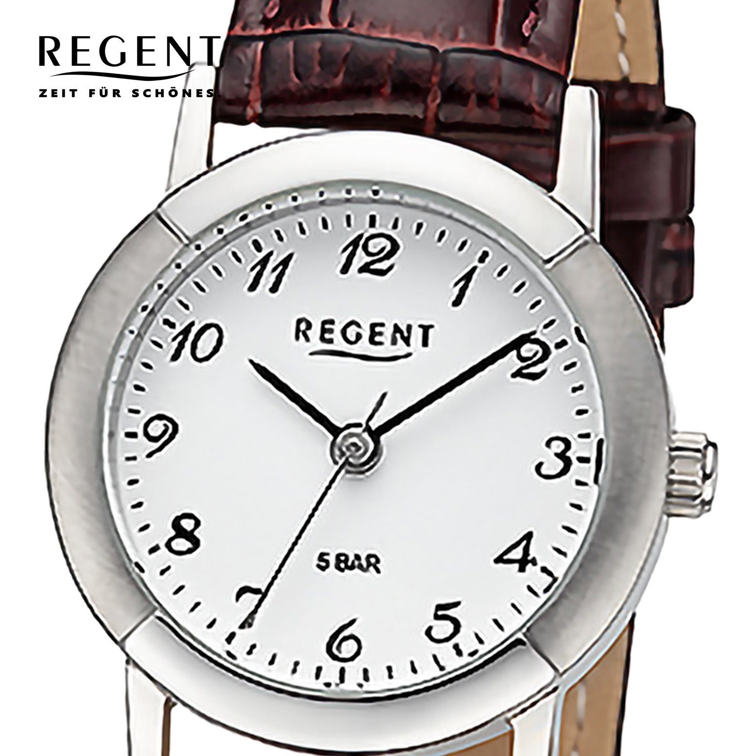 25mm), Analog, Armbanduhr Regent extra (ca. Quarzuhr Armbanduhr Damen Regent rund, groß Damen Lederarmband