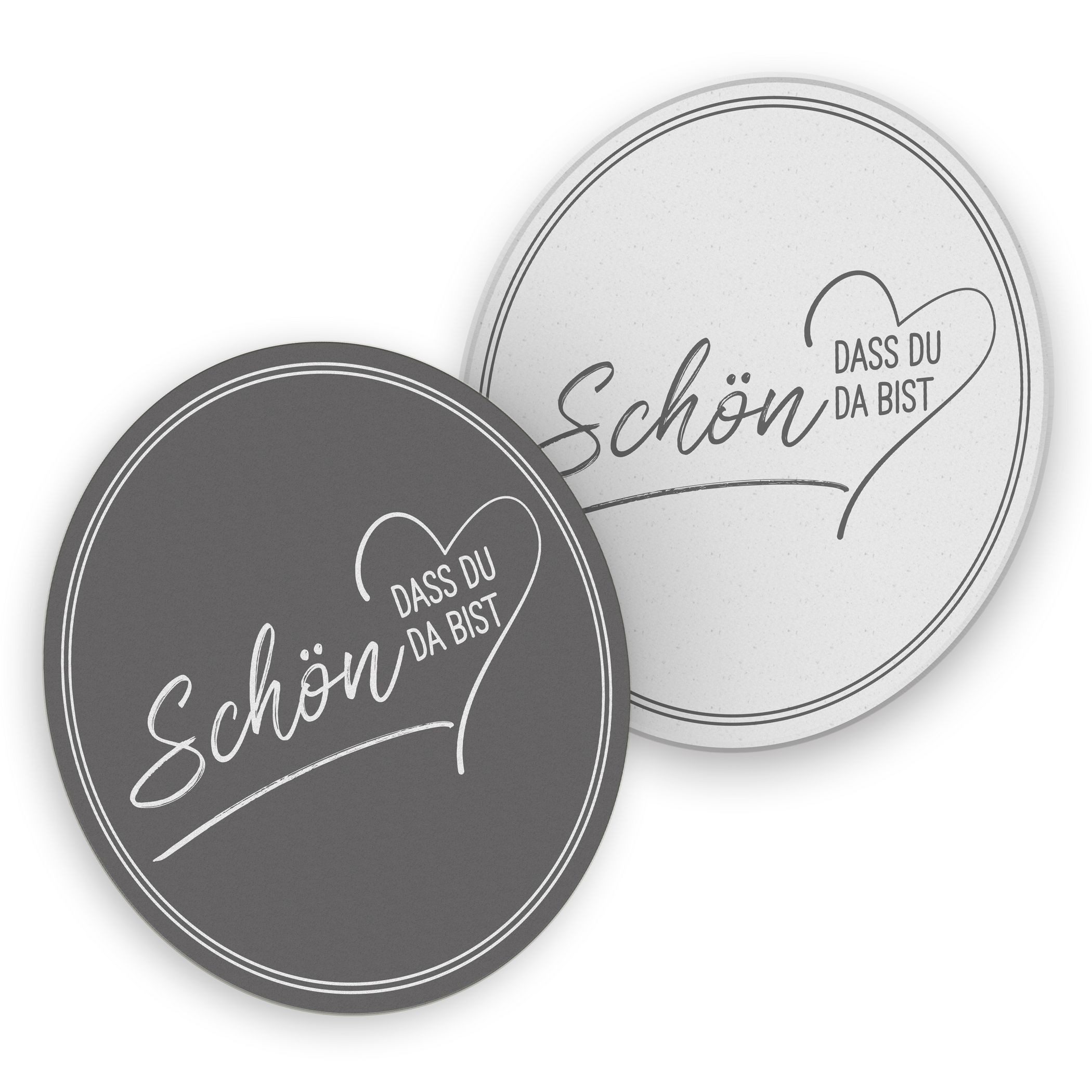 itenga Bierdeckel ITENGA 40x Bierdeckel rund Schön dass du da bist V2 grau