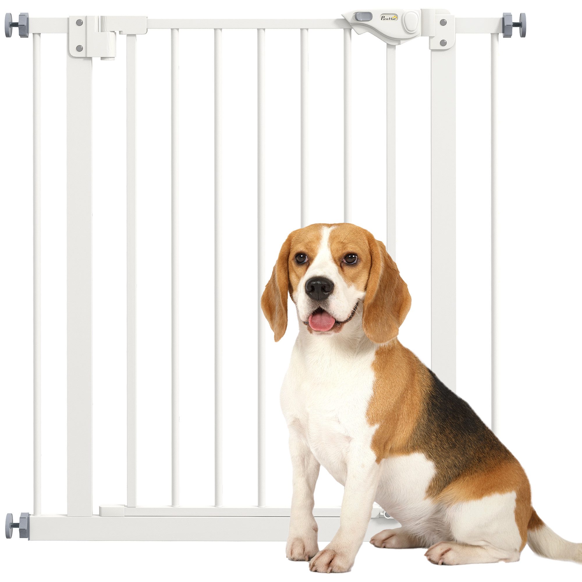 PawHut Hundegitter Türgitter ohne Bohren mit Auto-Close Treppengitter (Treppenschutzgitter, 1 St., Türschutzgitter Hunde), Metall, Kunststoff, Schwarz 80 x 2 x 77 cm