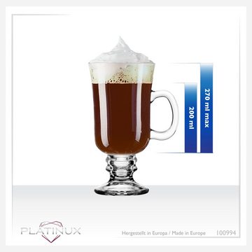 PLATINUX Latte-Macchiato-Glas Irish Coffee Gläser, Glas, Set mit Henkel 230ml 6-Teilig Kakao Kaffeeglas Cappuccino Irish Coffee