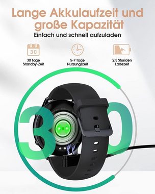 TUYOMA Smartwatch (1,3 Zoll, iOS und Android), Fitnessuhr IP68 Wasserdicht Schrittzähler mit Herzfrequenz 300mAh Akku