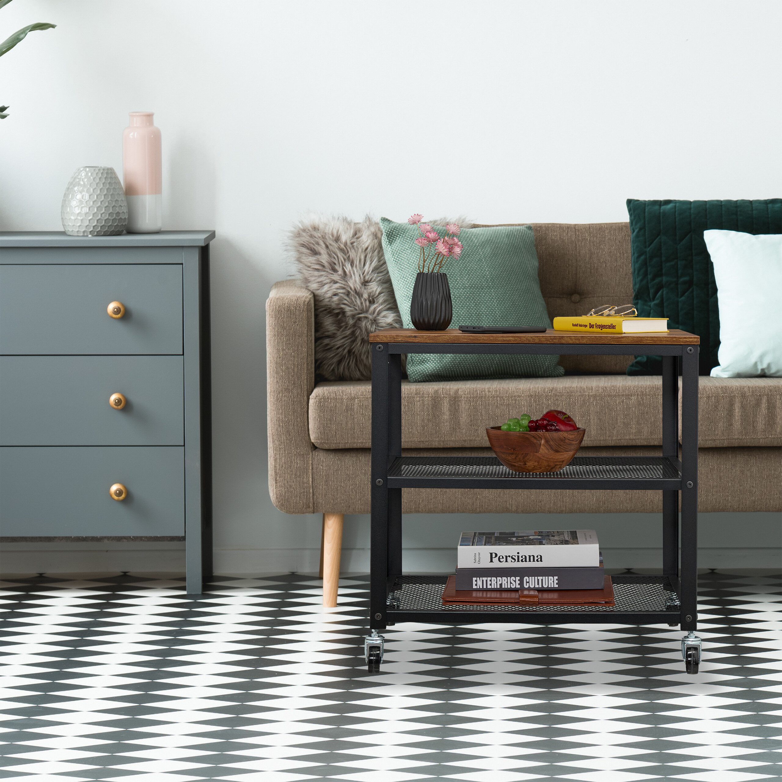 relaxdays Servierwagen Rollwagen im Industrial Design, günstig online kaufen
