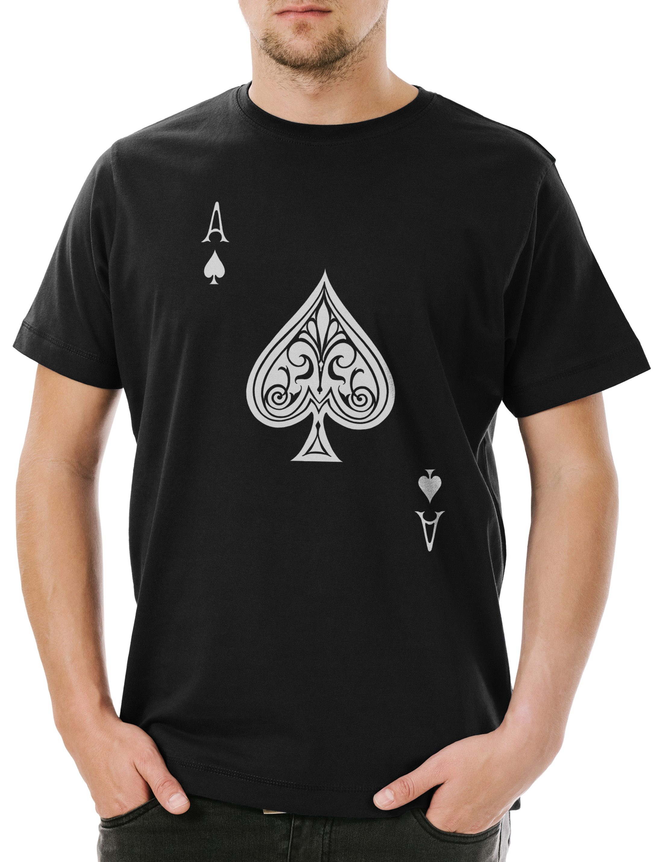 Print-Shirt Ace Of Spades II Herren T-Shirt Spade Ace Poker Card Casino Karte 777