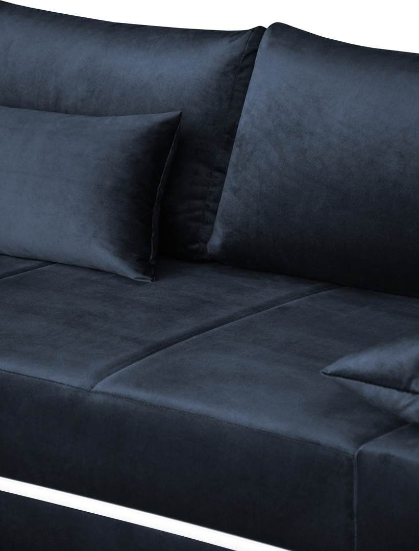 Beautysofa Ecksofa Aron, Eckcouch mit inklusive Bettkasten,modernes Sofa, Marineblau Schlaffunktion LED 79) RGB-LED-Beleuchtung (riviera und