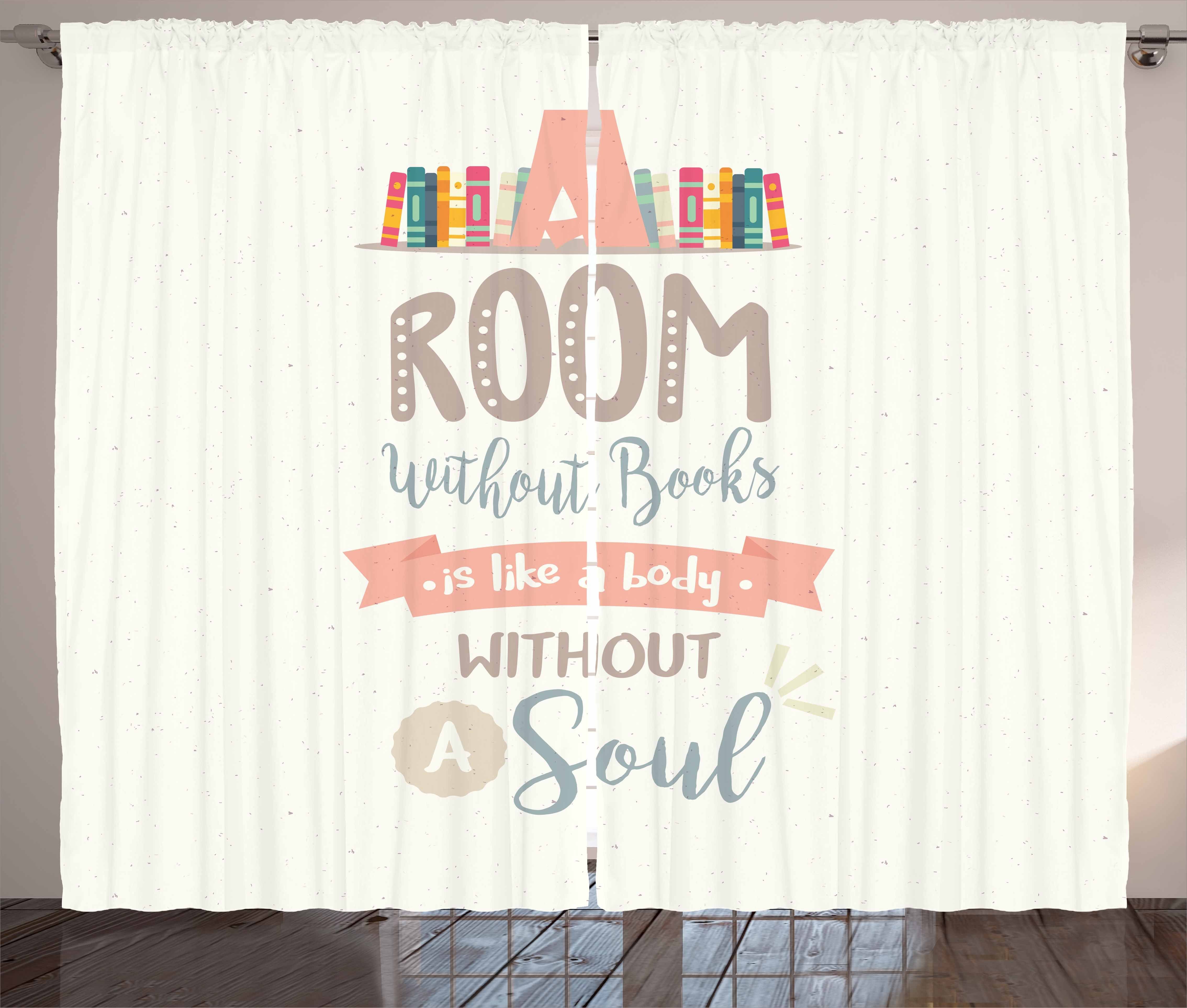 Gardine Schlafzimmer Kräuselband Vorhang mit Schlaufen und Haken, Abakuhaus, Buch Bücherregal und ein Wort