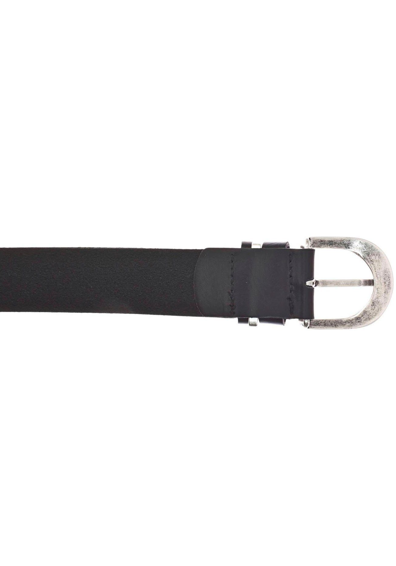 MUSTANG Ledergürtel mit dunklen und ovalen Airbrushkanten einer schwarz Dornschließe