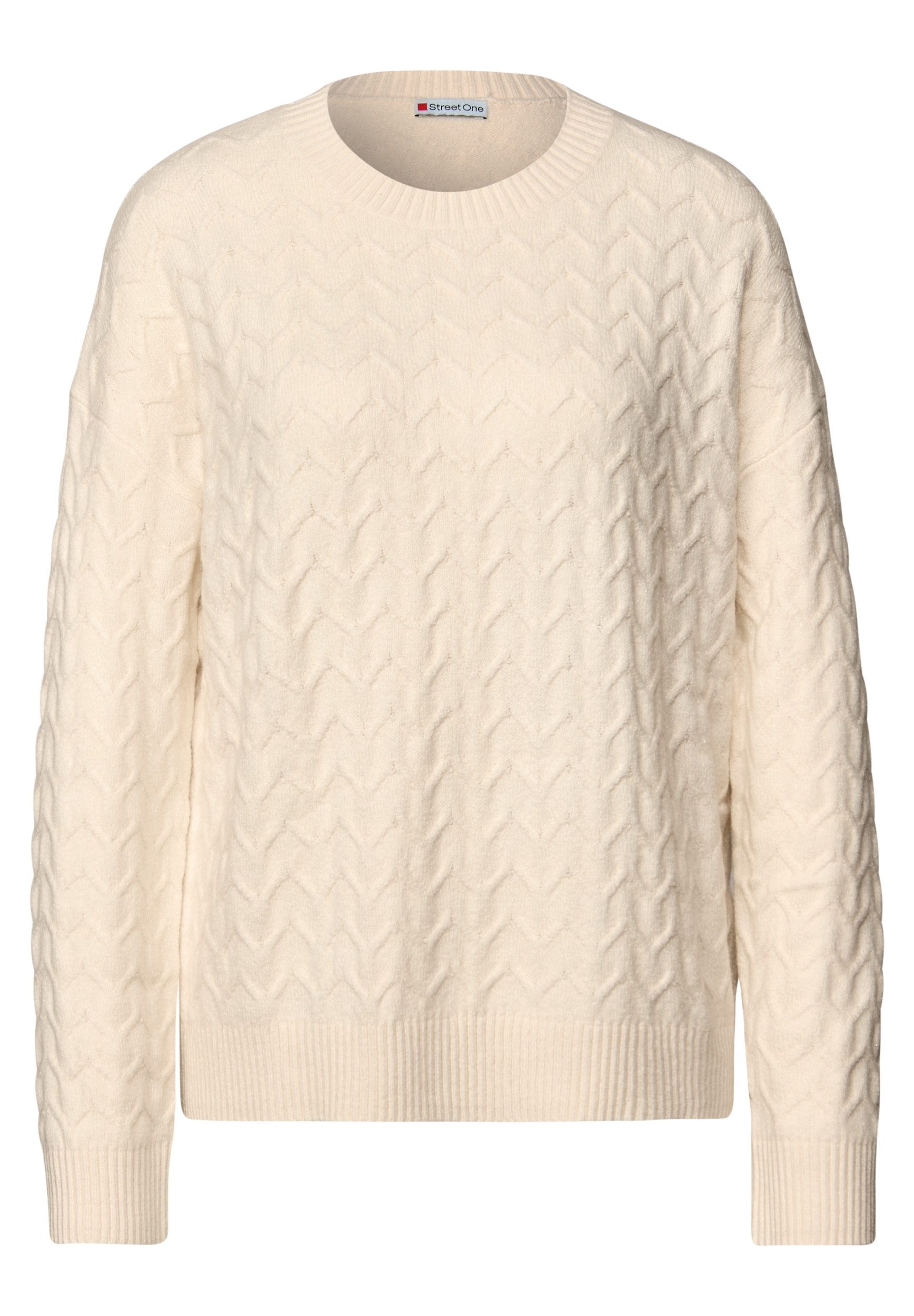 STREET ONE Strickpullover - modischer Zopfstrick Pullover günstig online kaufen