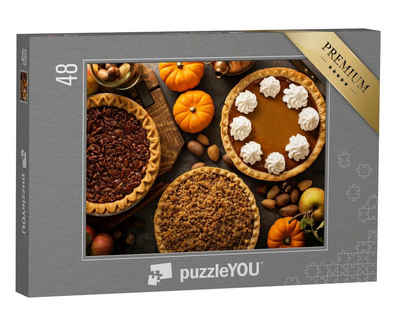 puzzleYOU Puzzle Herbstkuchen: Kürbis, Pekannuss und Apfelstreusel, 48 Puzzleteile, puzzleYOU-Kollektionen Kuchen, Essen und Trinken