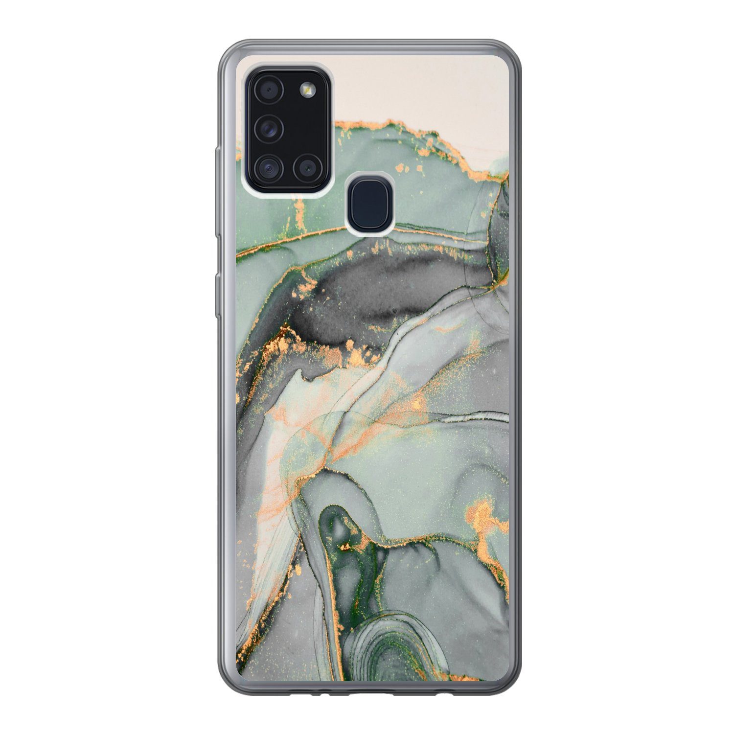 Handyhülle für Samsung Galaxy A21s Gold - Marmor - Grün - Luxus - Glitzer - Marmo