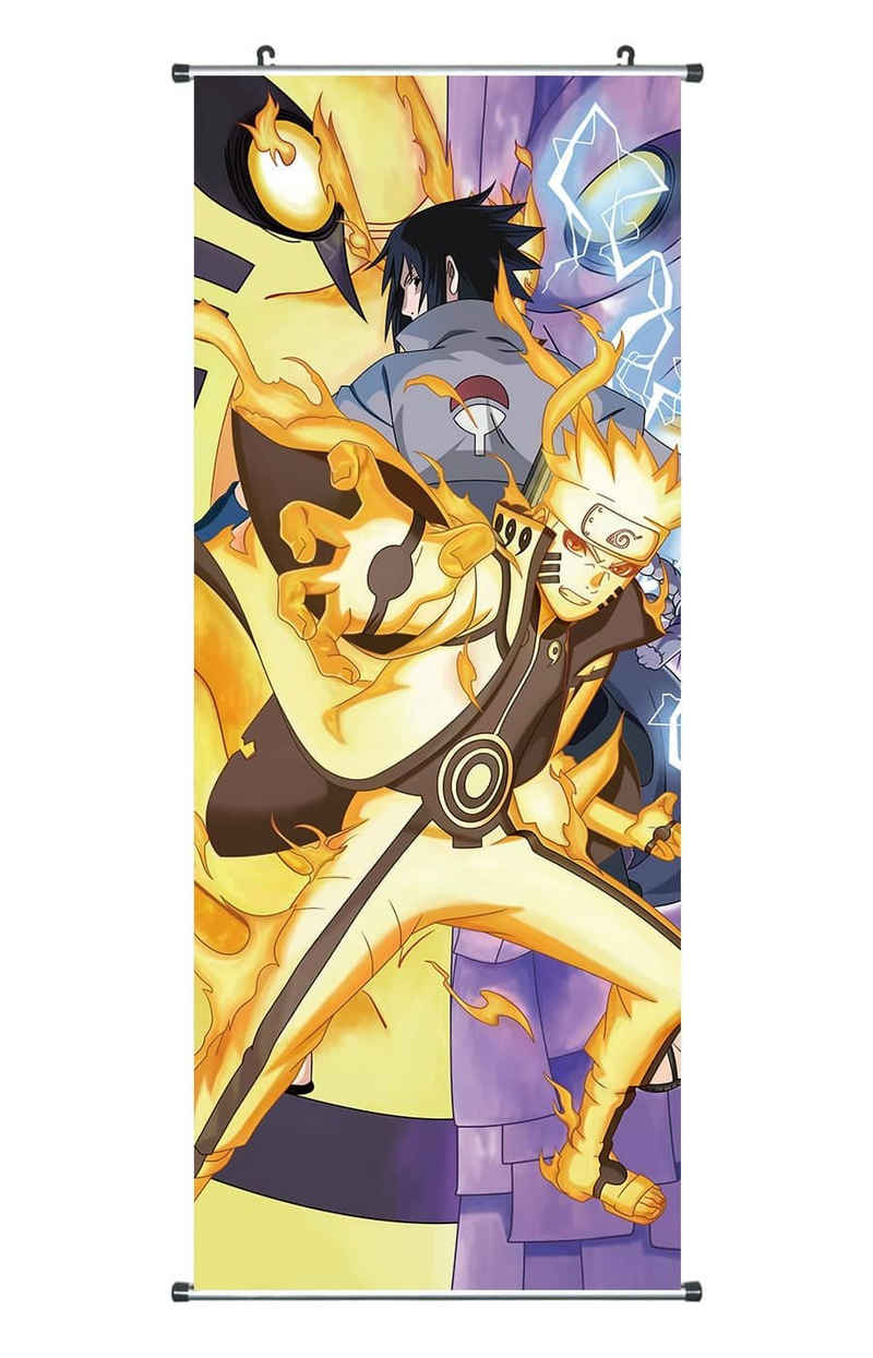 GalaxyCat Poster Großes Naruto Rollbild, Kakemono aus Stoff, Poster 100x40cm, Bijuu, Naruto Uzumaki, Bijuu Moodo Naruto Uzumaki Rollbild / Kakemono