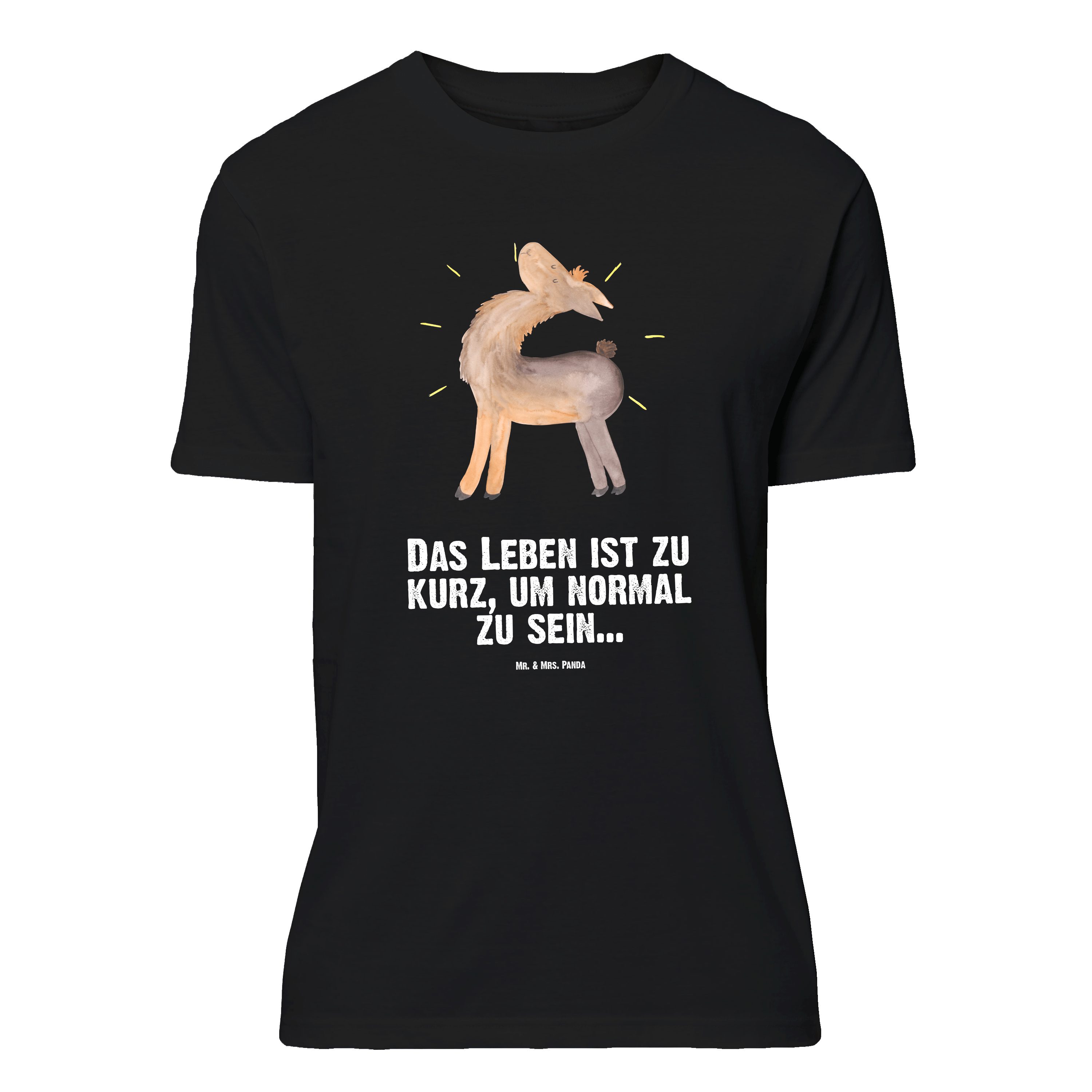 Mr. & Mrs. Panda T-Shirt Lama Stolz, Größe L T-Shirt, Schwarz, Family, Familie, T-Shirt mit Sp (Packung) Stolz Geschenk Außenseiter