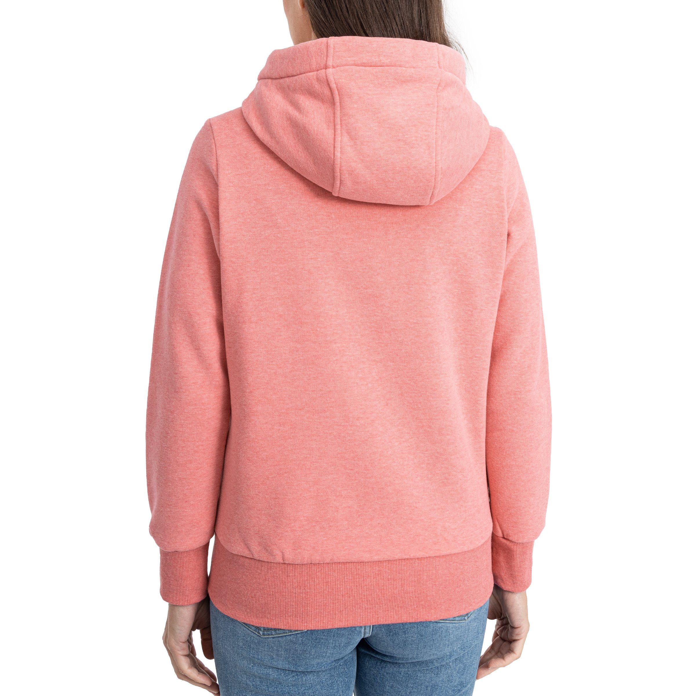 DEPROC Active Kapuzensweatjacke FinjaCMYK II weiche Fleecejacke mit Kängurutasche rosa