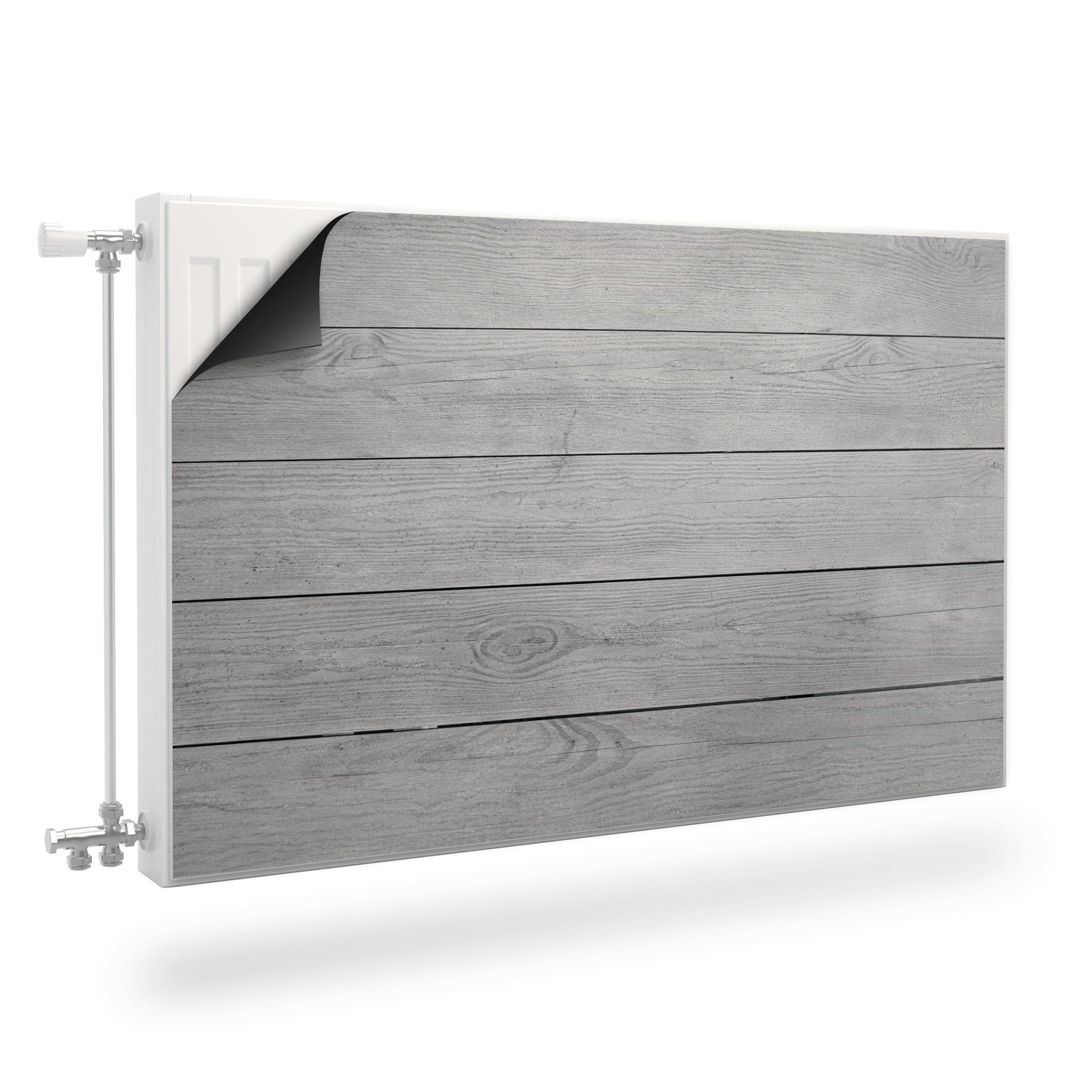 Muralo Magnetfolie Heizkörperverkleidung Holzoptik – Heizkörperabdeckung magnetisch, Horizontale graue Bretter – 80x60 cm, abriebfest, abwischbar