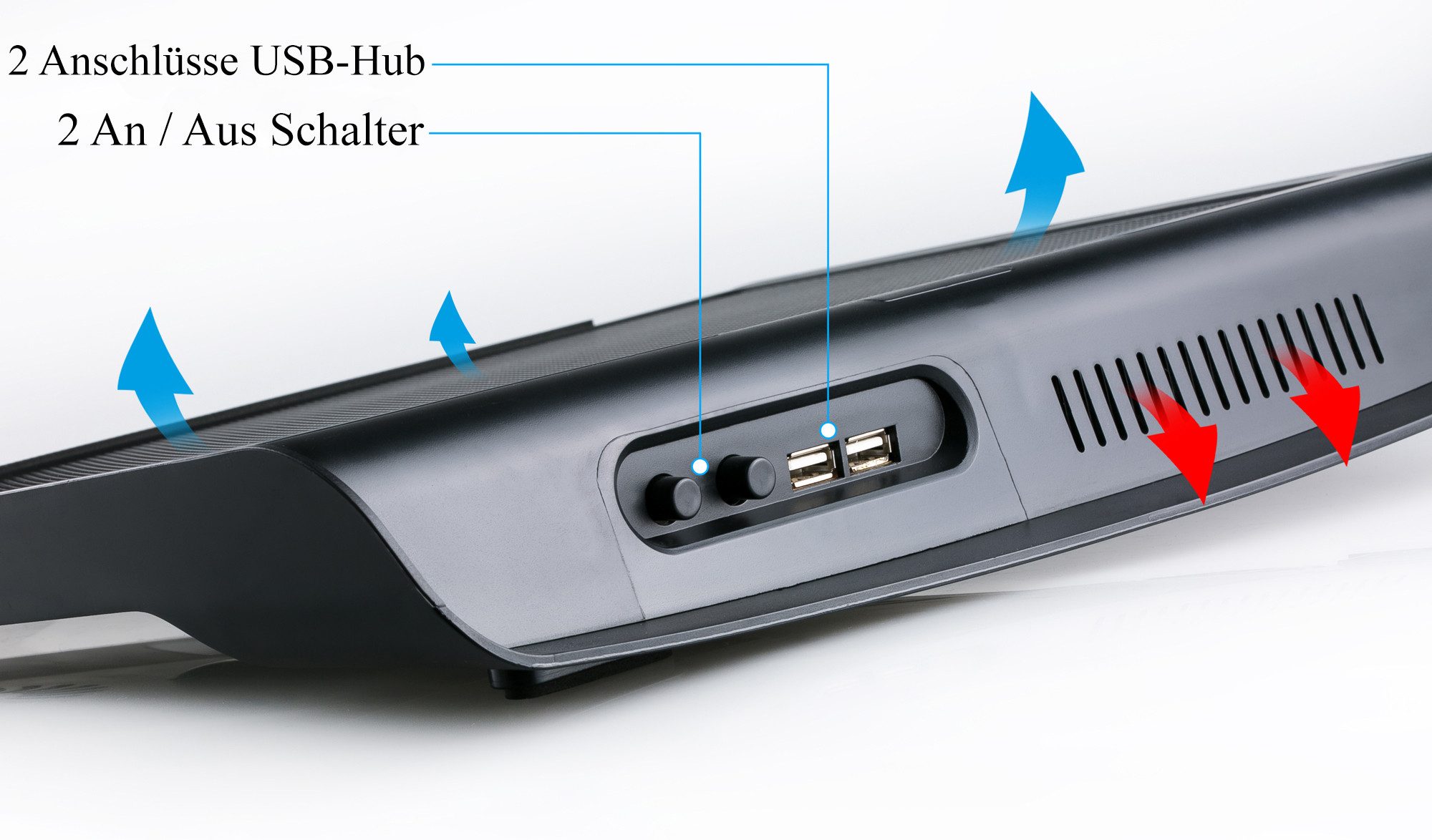 Blumax NOTEBOOK LAPTOP KÜHLER COOLER KÜHLPAD STÄNDER 5 x LED LÜFTER Kamera-Akku – Bild 3 von 5