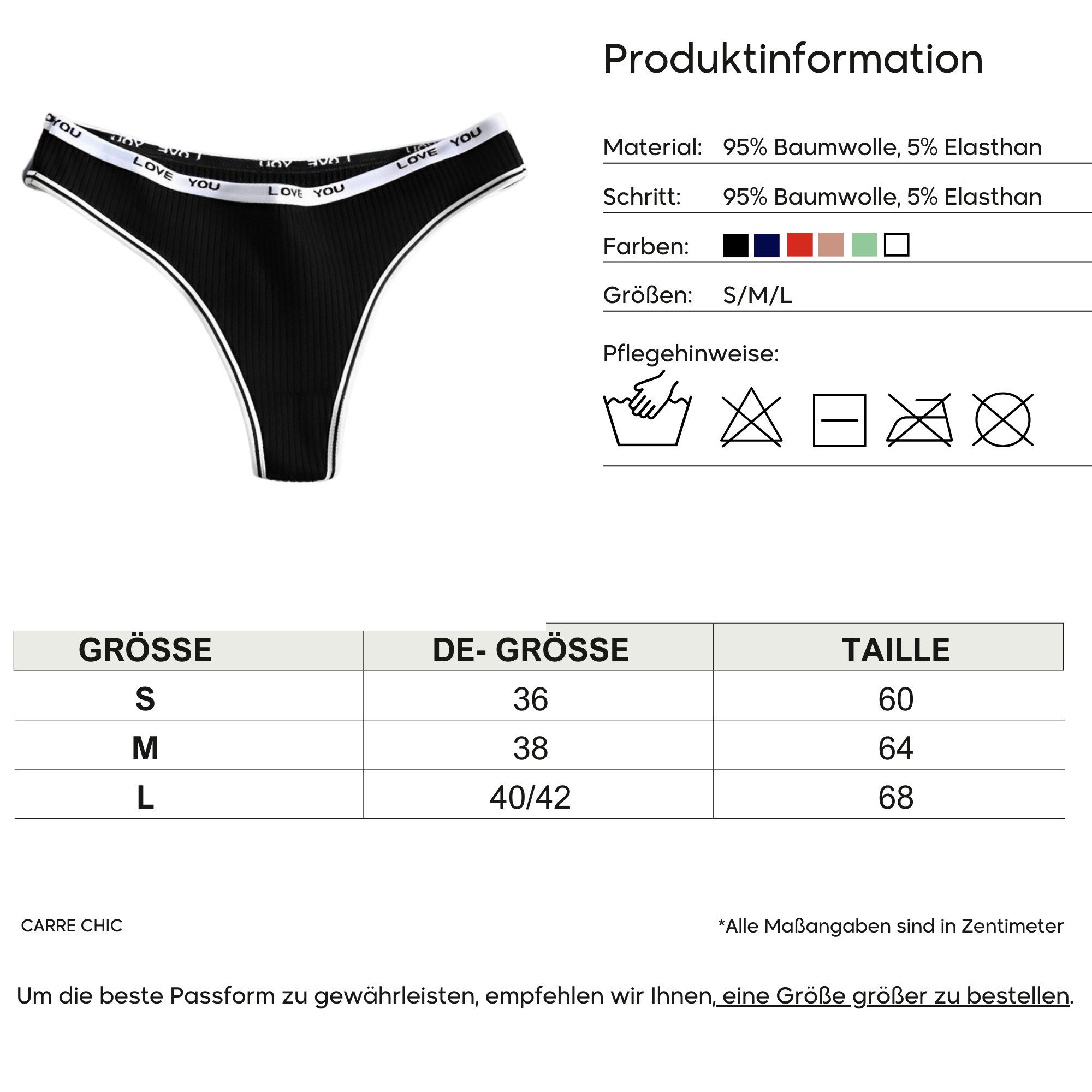Elegant Love Tangaslip Bequeme Dessous mit niedriger Taille, Brasilien Slip (Set, 6-St., 6er-Pack Baumwoll-Panties) V-Strings, Höschen Lingerie für Damen, Unterwäsche, Unterhosen