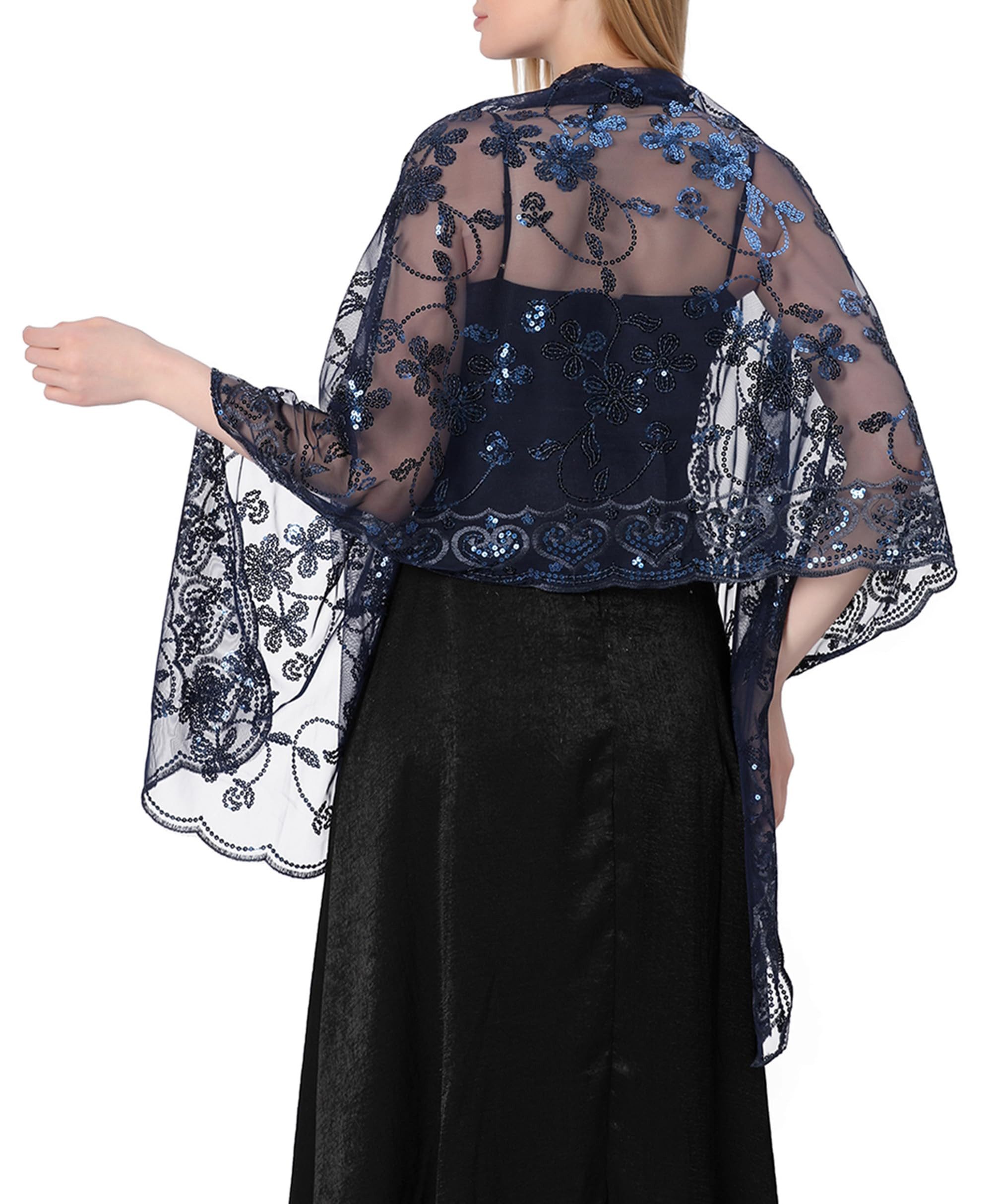 Zaewry Modeschal Schals und Tücher für Abendkleider – Elegante, transparente Damen, Jahre mit Blumenmuster, ideal für Hochzeiten