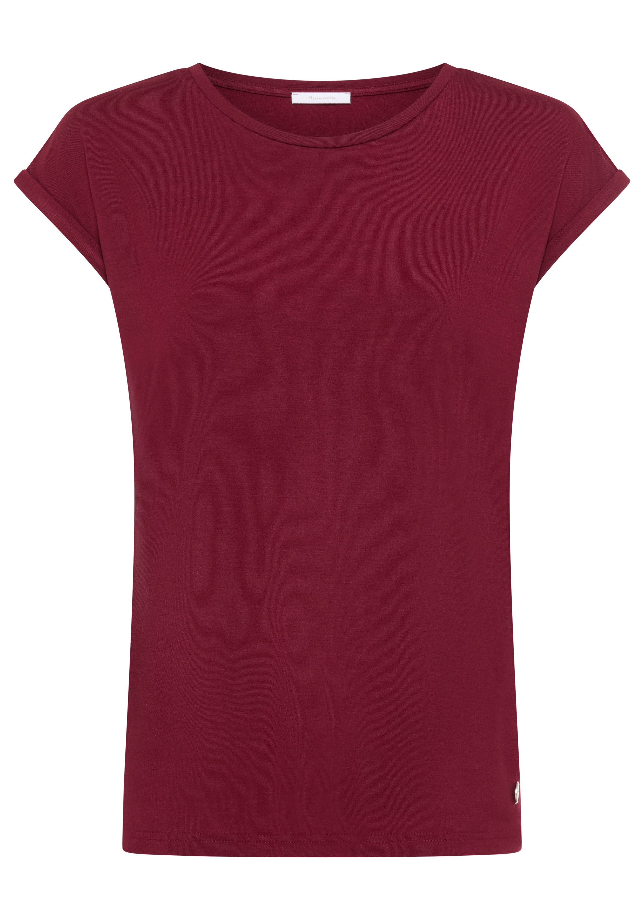 Tamaris T-Shirt mit Rundhals und lockerem Schnitt, aus angenehmem Viskose-Jersey figurumspielend, Kurzarm mit überschnittenen Schultern und Krempelsaum – Bild 5 von 5