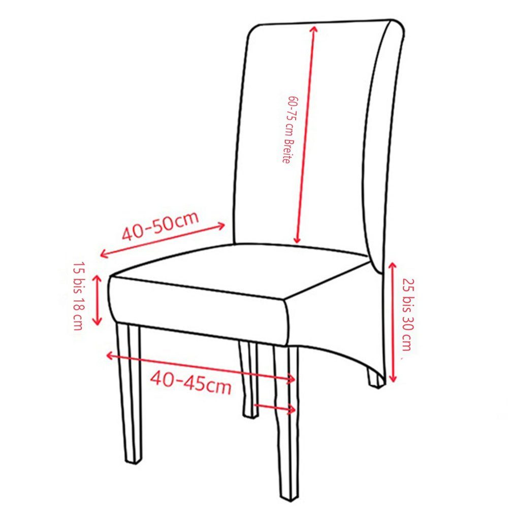 Set, Stuhlhusse Elastische Stretch grau Stuhlhussen FELIXLEO Waschbarer Abwaschbar 4er