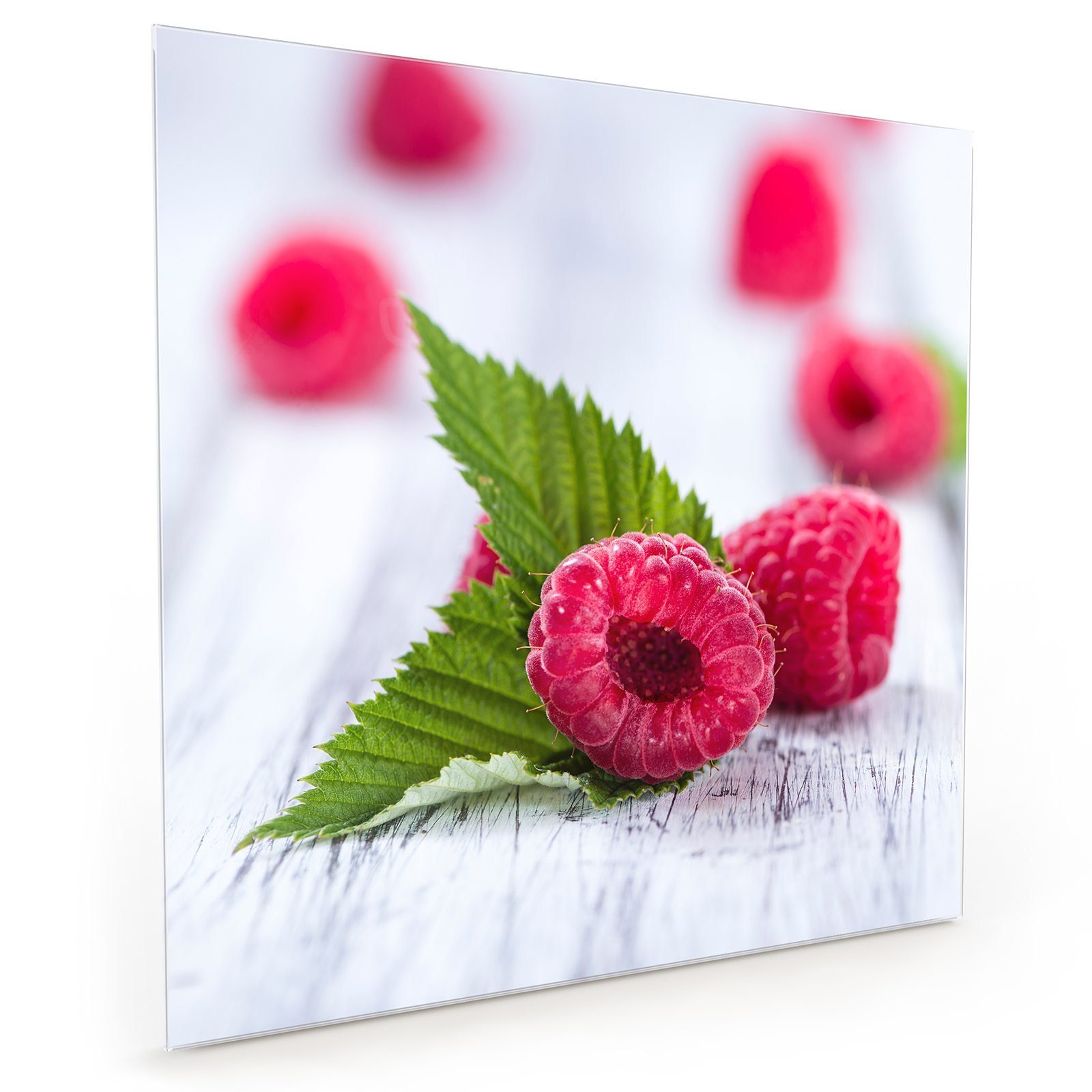 Primedeco Küchenrückwand Spritzschutz Glas Himbeeren im Schatten