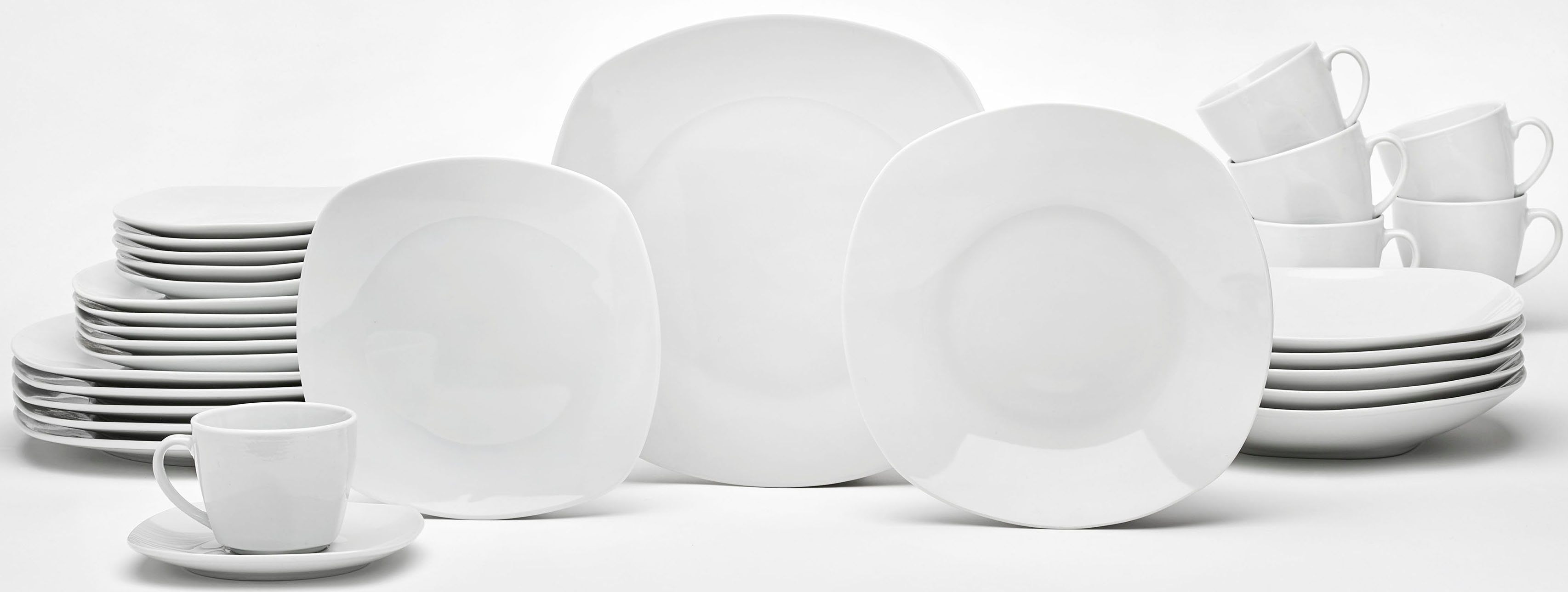 van Well Kombiservice Geschirr-Set, Service Atrium (30-tlg), 6 Personen, Porzellan, 30 Teile, für 6 Personen