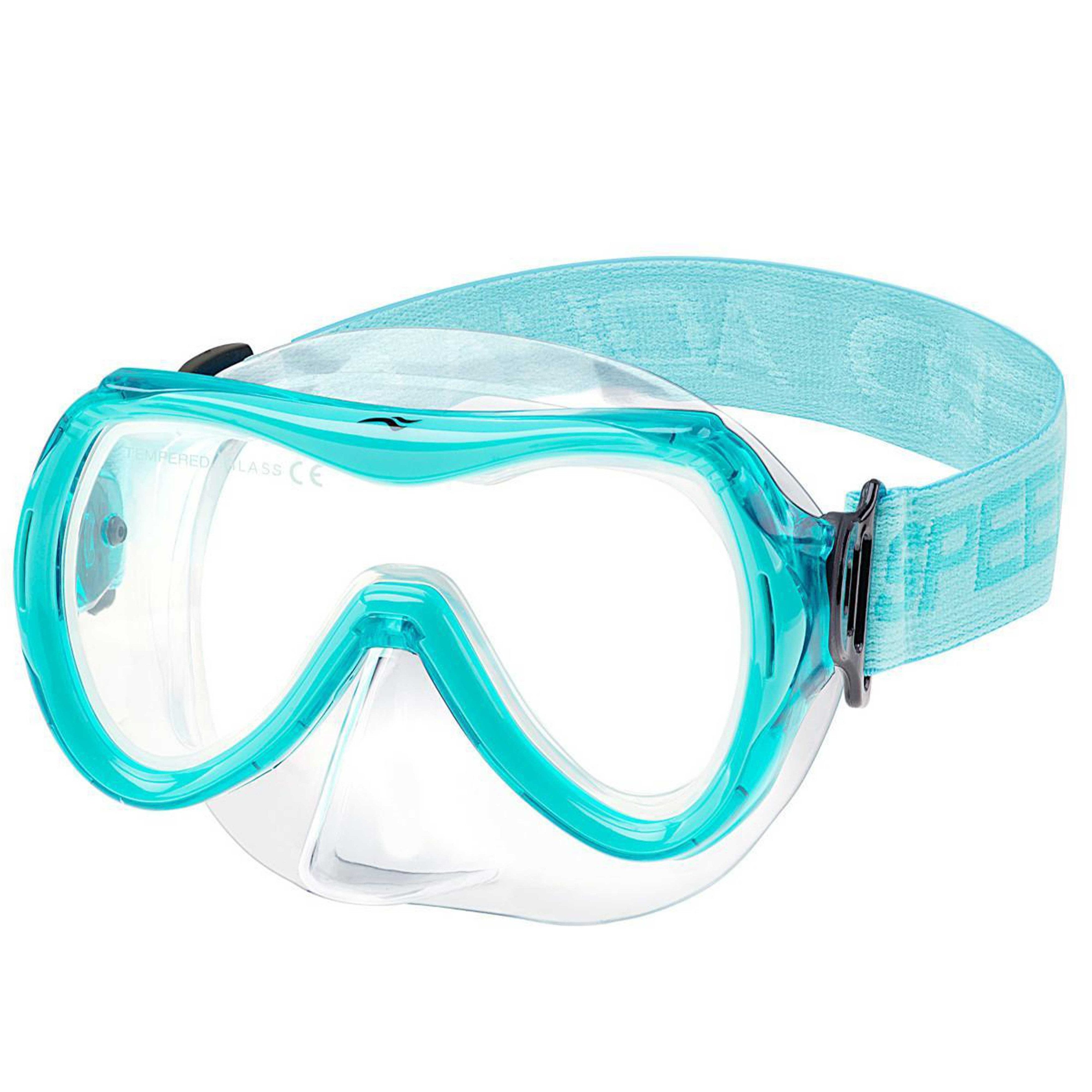 Aqua Speed Schnorchel ALIZE FS Tauchmaske für Kinder Kindertauchmaske Stoffband (Sicher, Bequem und Perfekt für Kleine Unterwasser-Abenteurer), Taucherbrille Kind Stoff-Kopfband Einzellinse