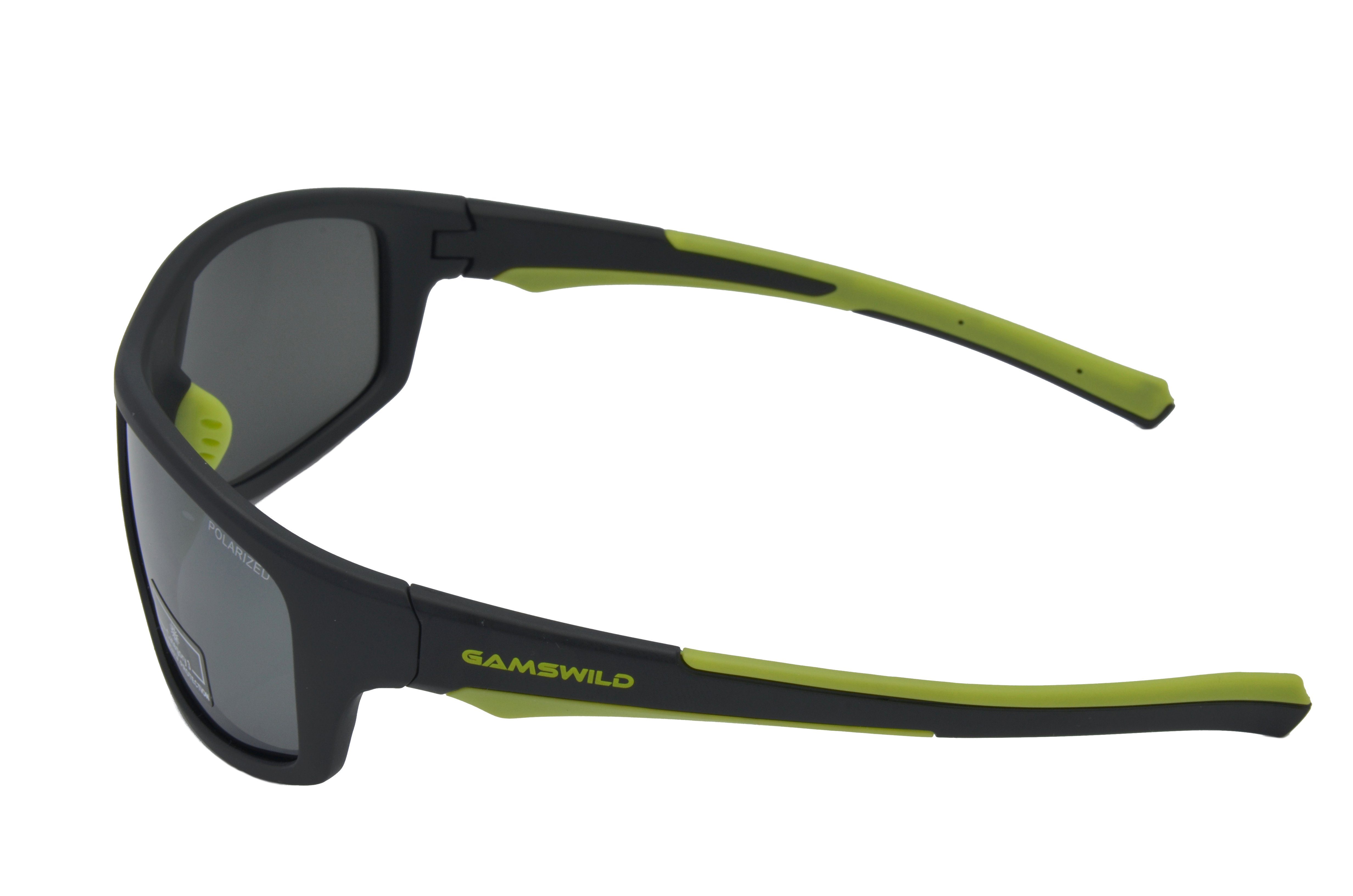 Gamswild Sportbrille WS2238 Sonnenbrille Herren Damen schwarz-grün / -orange, Fahrradbrille -grün Unisex, polarisiert, grau, schwarz-rot, TR90 Skibrille blau