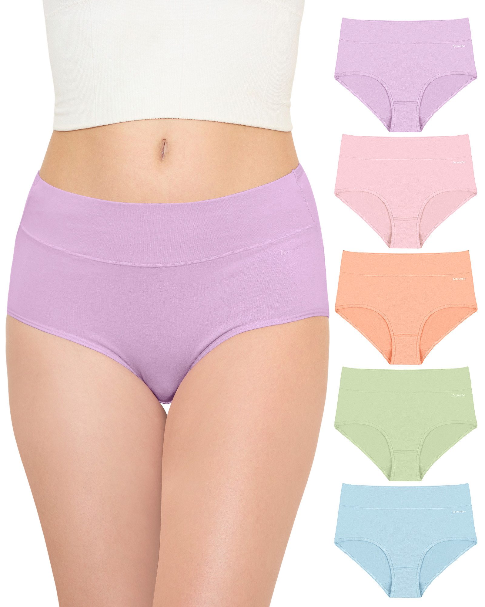 TANSTC Taillenslip Unterhosen Damen Baumwolle Slip (Packung, 5er-Pack) atmungsaktiv, hautfreundlich, elastisch, formbeständig