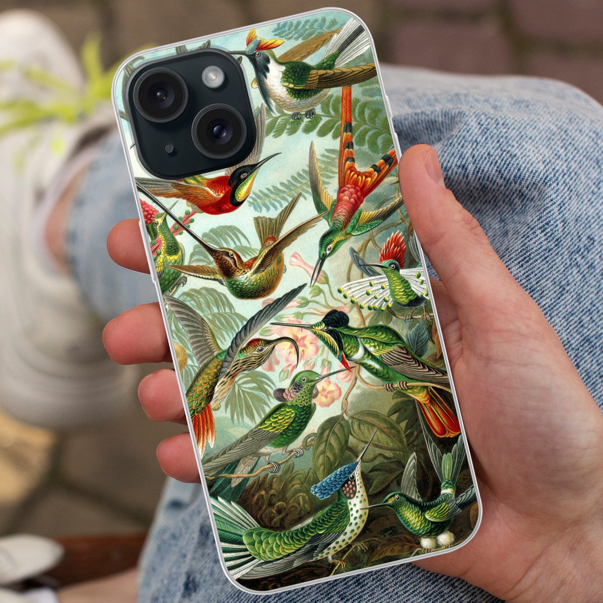 MuchoWow Handyhülle für Apple iPhone 15 Trochilidae - Alte Meister - Kunst, Smartphone-Bumper, Print, Handy Schutzhülle Dünn