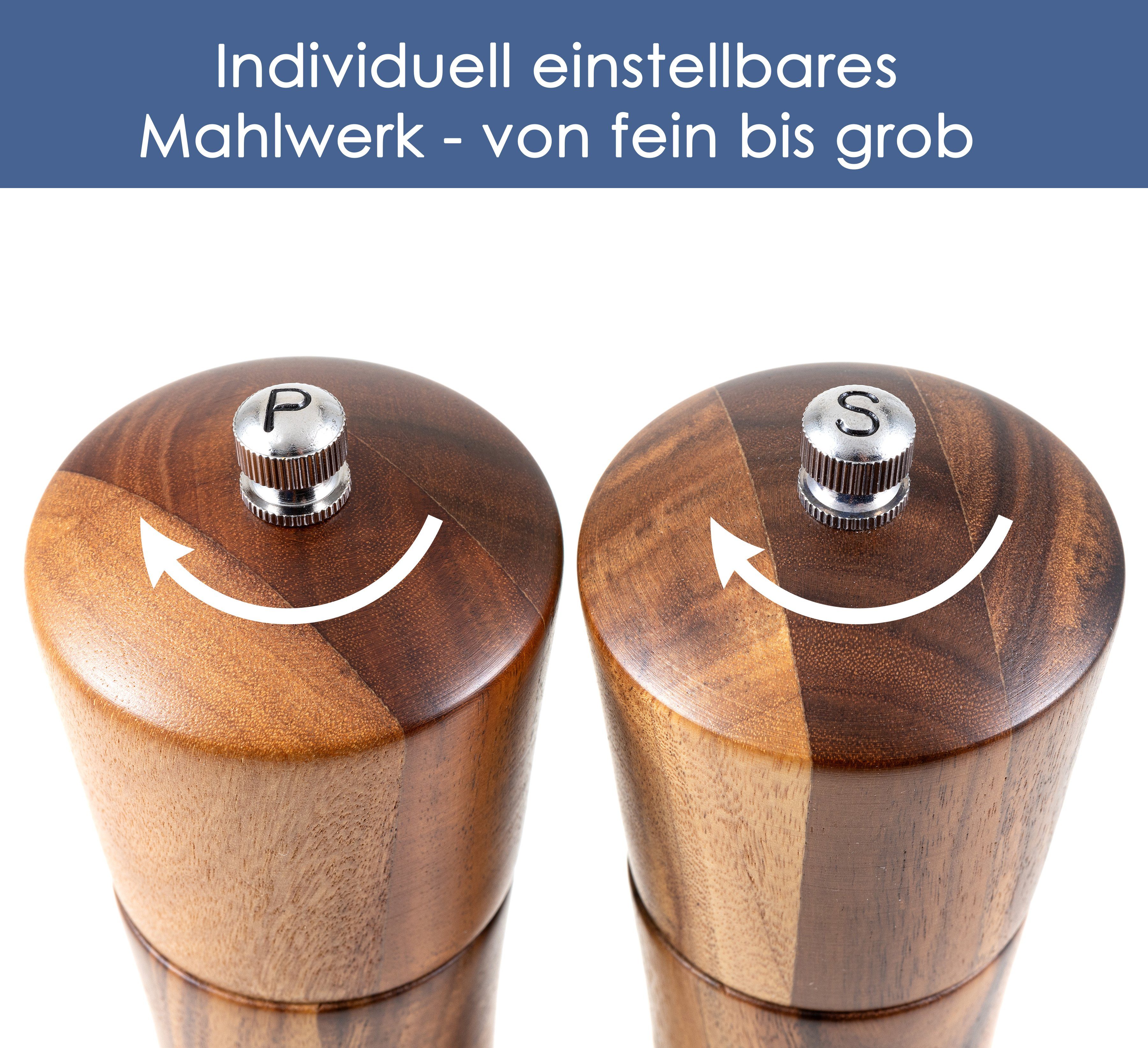 Hanseküche Salz-/Pfeffermühle Salz und Pfeffermühle (25cm) mit Keramikmahlwerk manuell, (1 Stück), Modernes Design, Robust und Langlebig