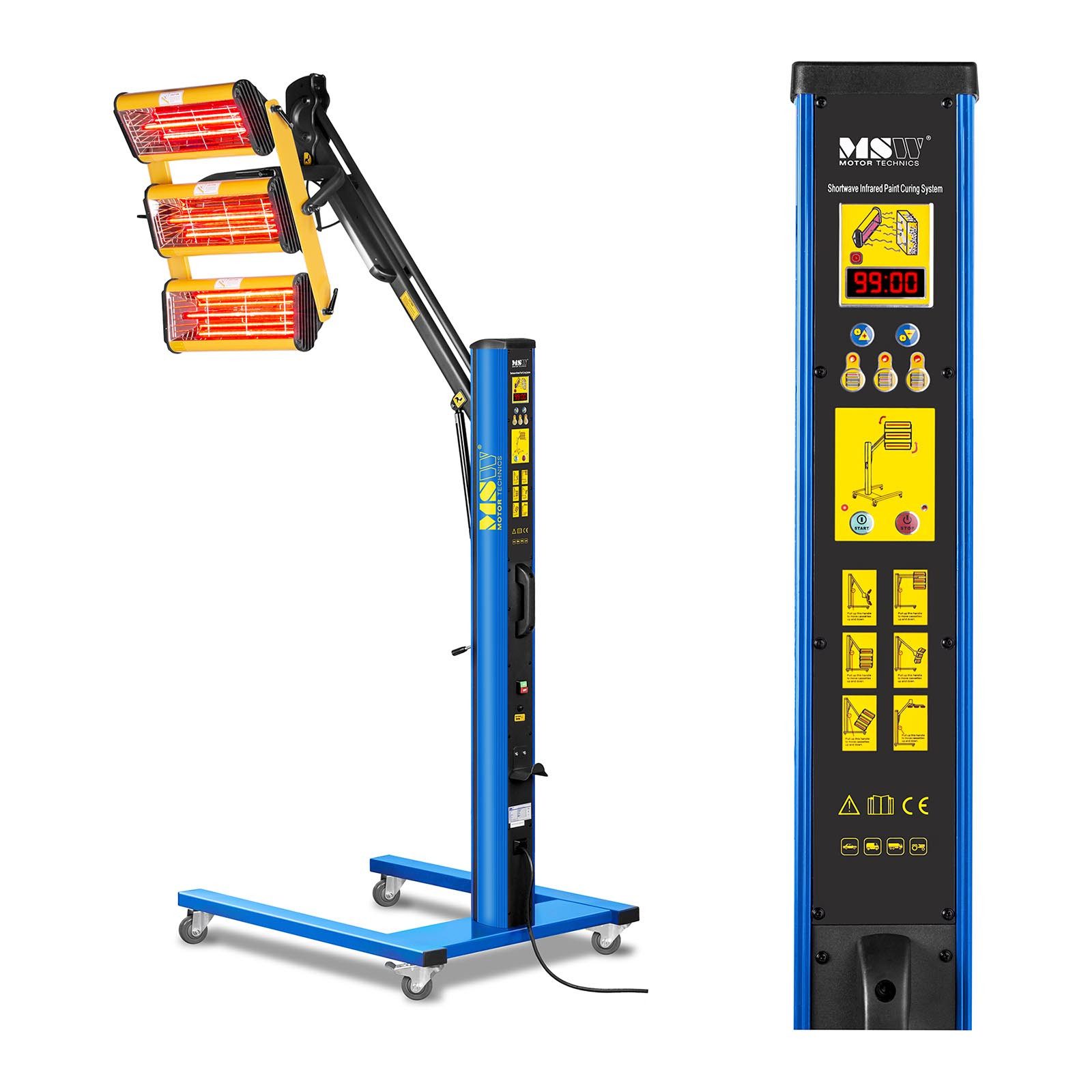 MSW Infrarotstrahler Lacktrockner 3300W Strahler Heizstrahler Infrarot Lampe Auto Werkstatt, 3300 W