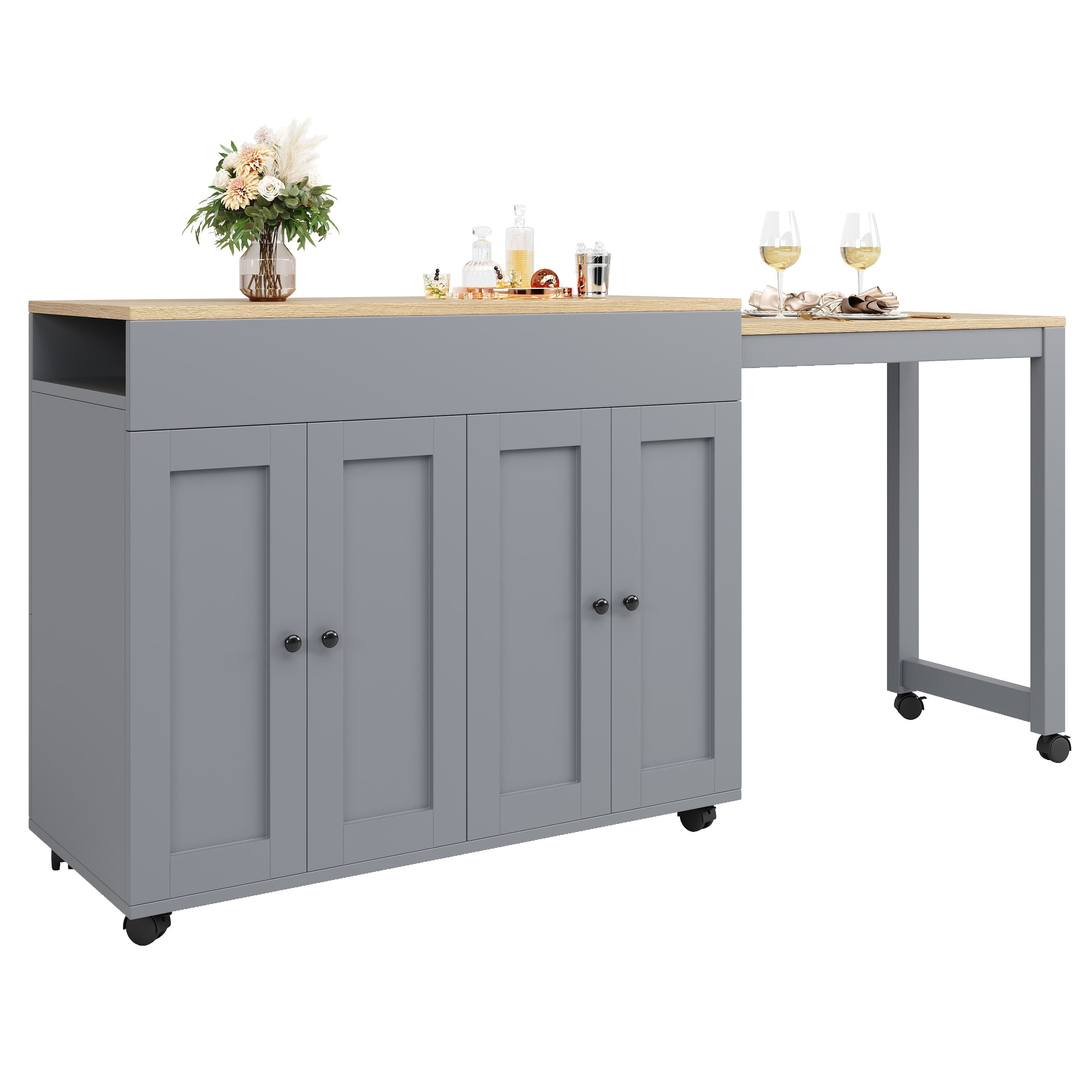 autolock Bartisch Kücheninsel mit ausziehbarer Tischplatte 118-180×50 für 4-6 Personen (118-180 × 50 × 94 cm), Multifunktionaler Ausziehtisch Stehtisch Bistrotisch für Esszimmer
