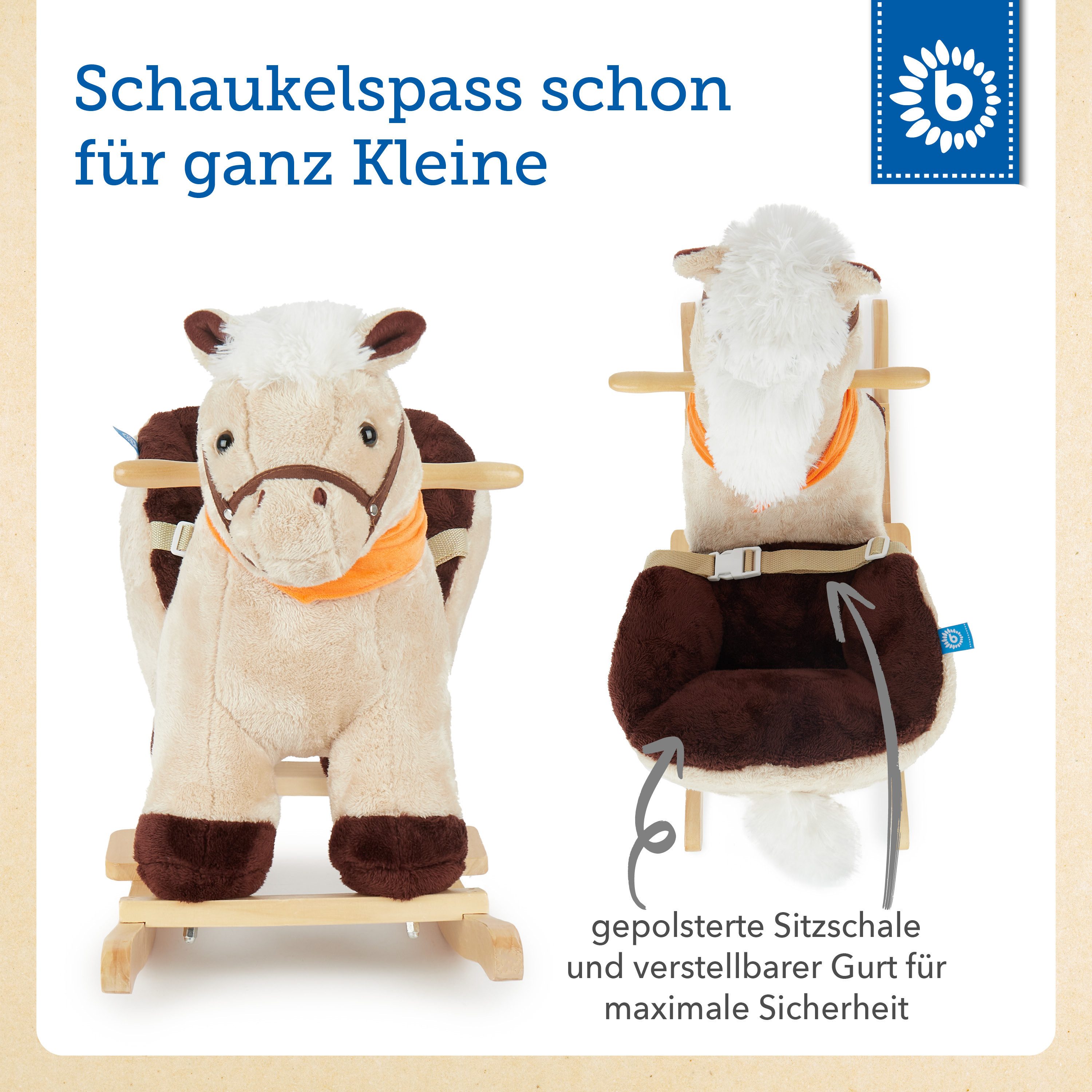 BIECO Schaukeltier Bieco Plüsch Schaukeltier Pferd 73,5x33,5x53cm – Bild 3 von 5