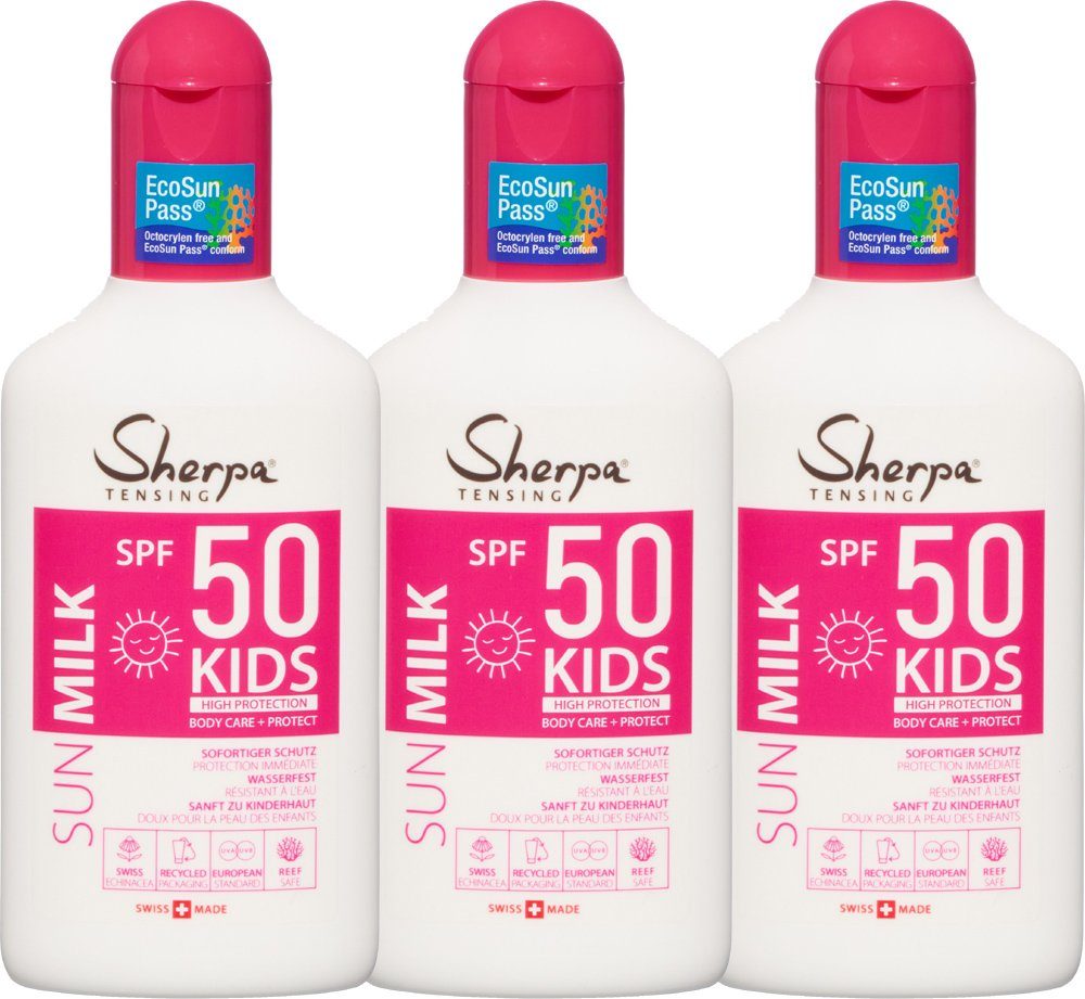 50, Sherpa Feuchtigkeit, Spendet 3x175ml Kinder Für Filtersystem, Sonnenschutzcreme Vegan SPF Wasserfest, Tensing 3-tlg., UVA/UVB